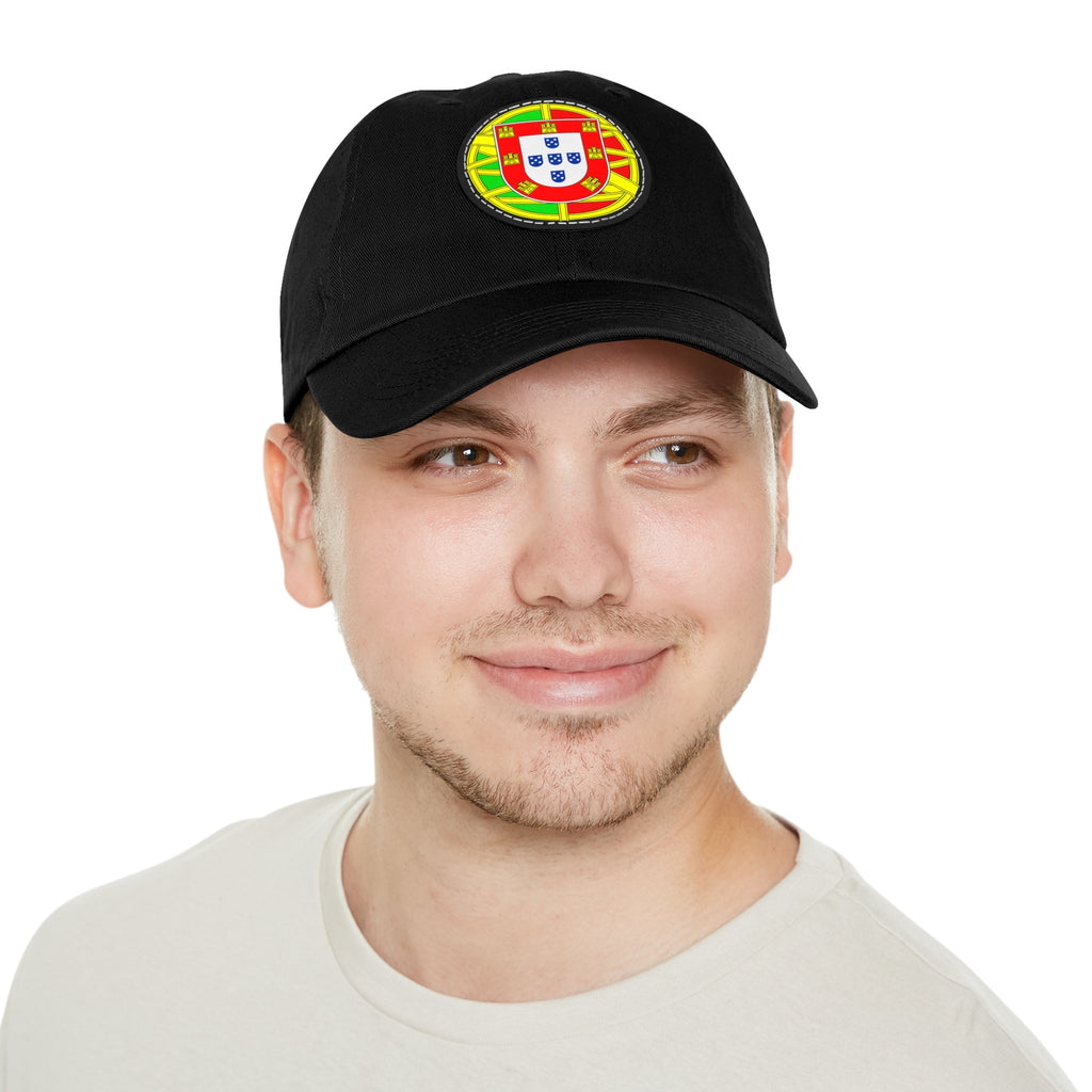 Portugal Flag Leather Patch Dad Hat — Embroidered Round Crest Baseball Cap