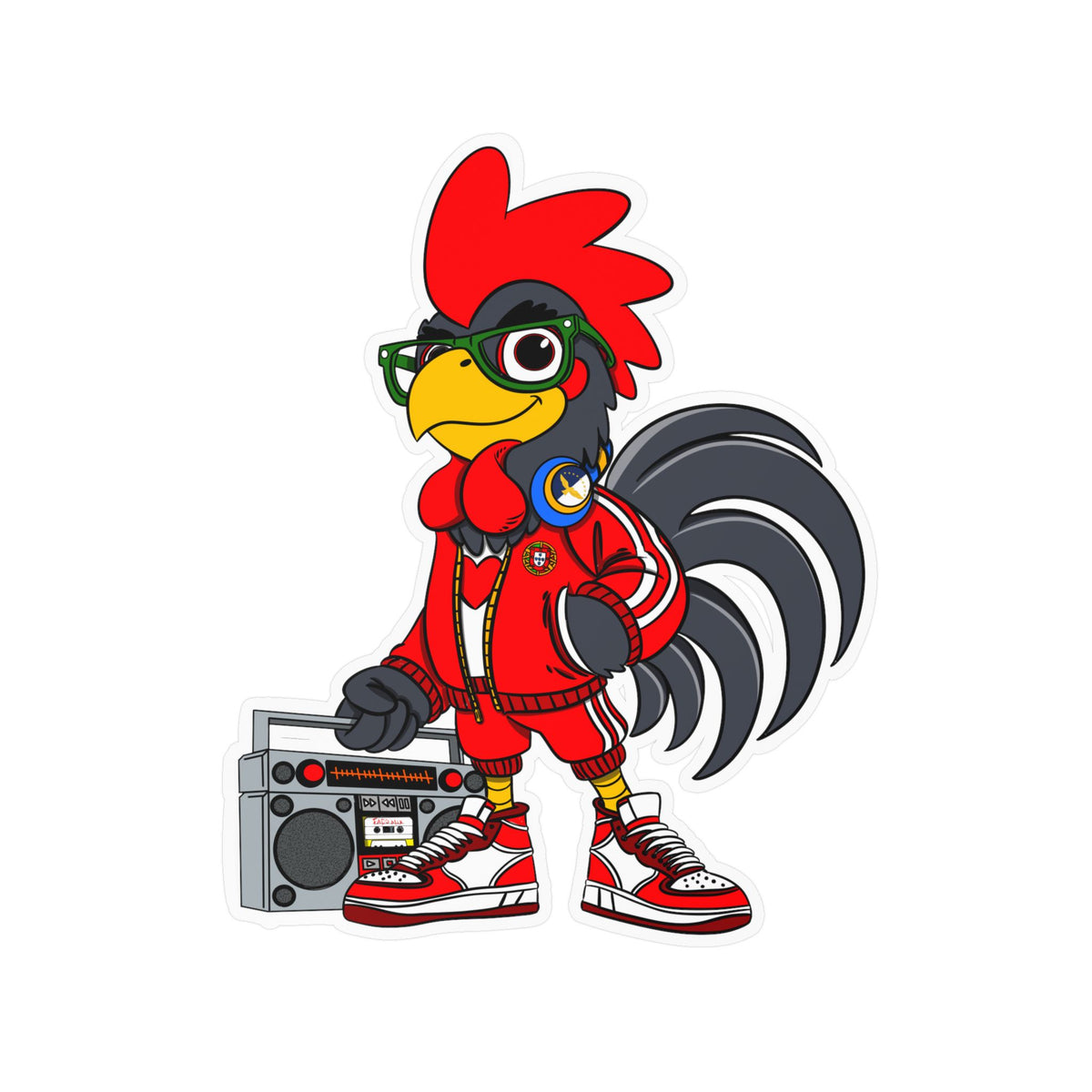 Hip-Hop Rooster Vinyl Decal, Fun Stickers for Laptop, Car, Wall, Office Decor, Gift for Chicken Lovers, Retro Vibe