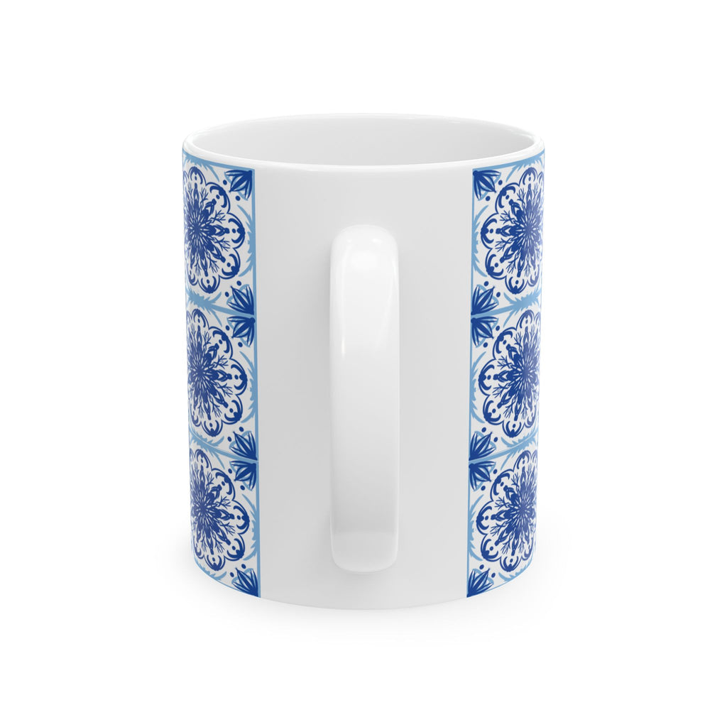 Azulejos Decorative Blue Floral Ceramic Mug - Perfect for Coffee and Tea Lovers