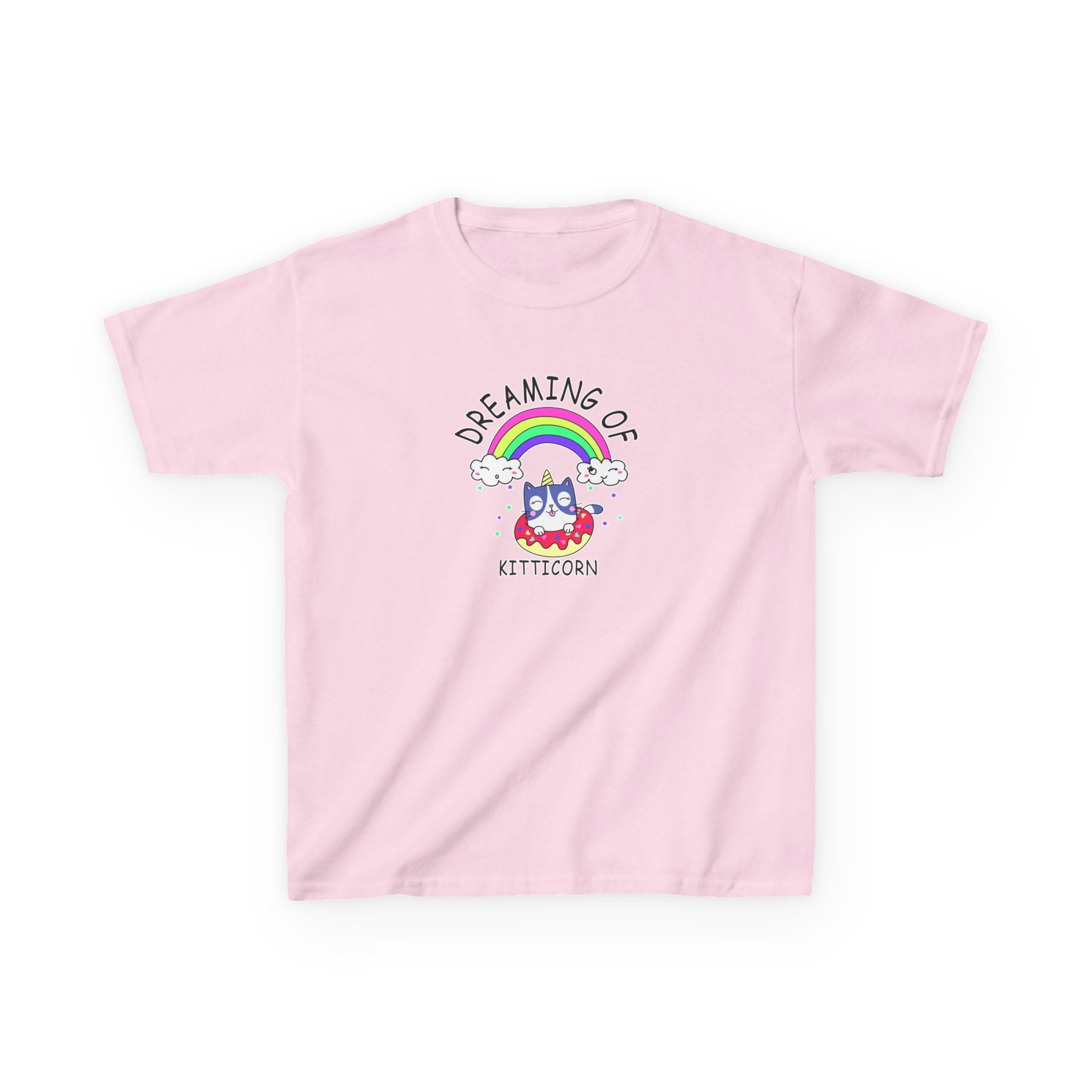 Dreaming of Kitticorn Kids Tee, Cute Cat Shirt, Fun Kids Apparel, Rainbow Tshirt, Birthday Gift, Summer Outfit