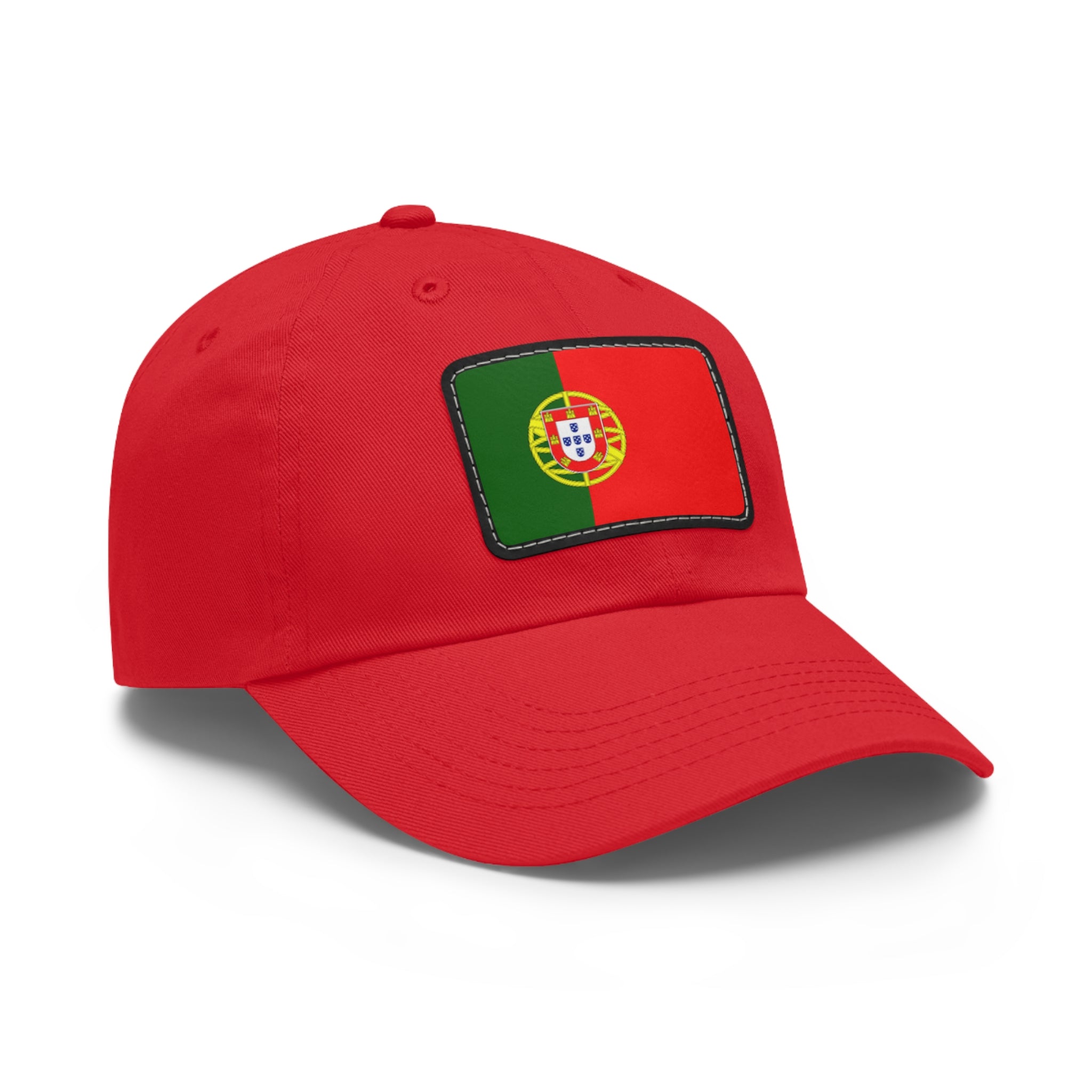 Portugal Flag Leather Patch Dad Hat – Vintage Rectangular Emblem Cap