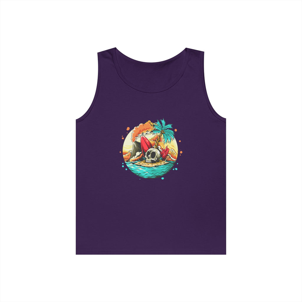 Beach Vibes Unisex Heavy Cotton Tank Top, Perfect for Summer, Casual Wear, Beach Days, Vacation, Festival Outfit