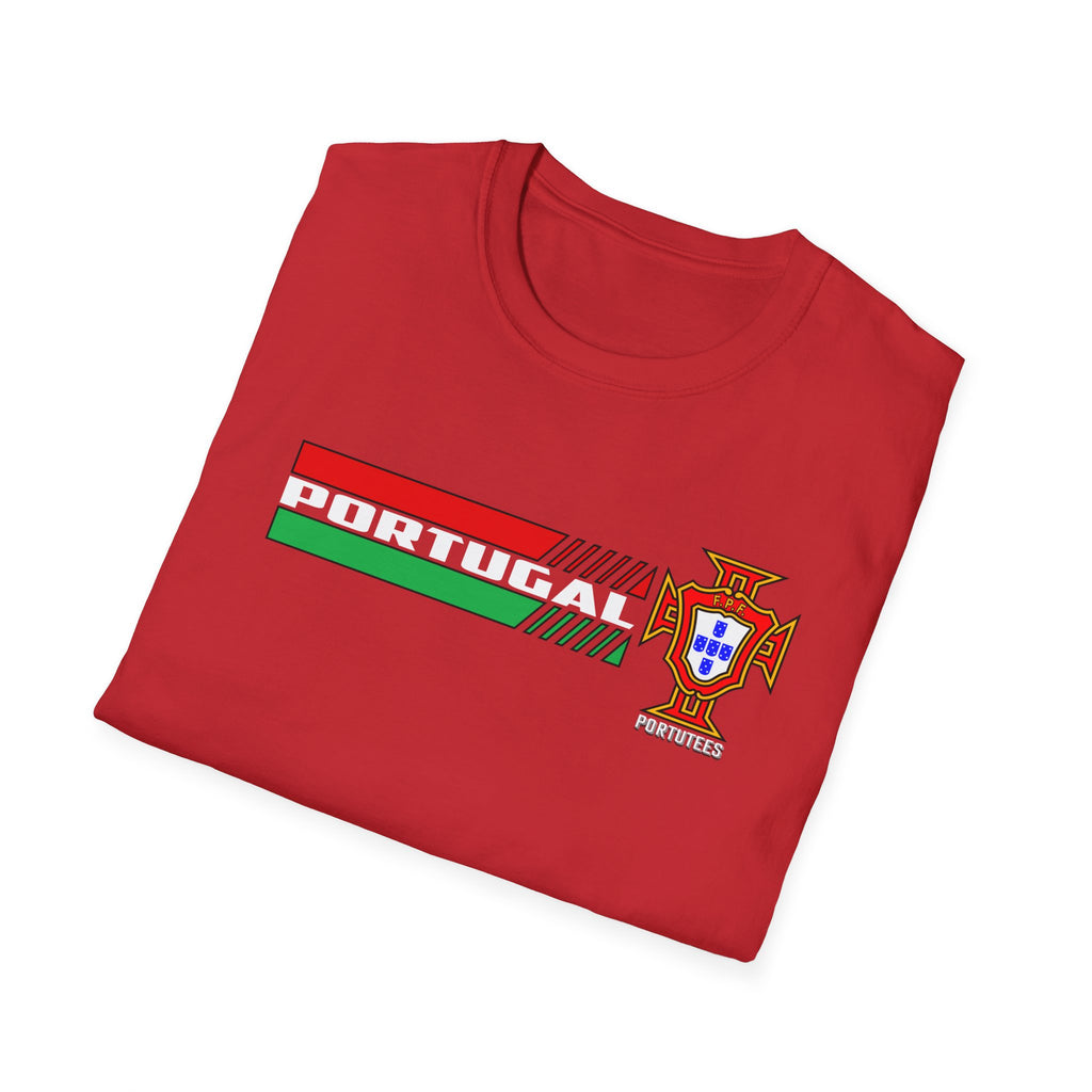 Portugal Soccer Retro Stripe T-Shirt — Portuguese Crest Football Soccer Tee