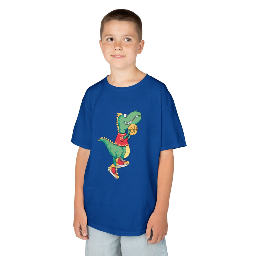Dinosaur Basketball Kids Tee Fun Graphic Tee for Boys & Girls, Perfect for Birthdays, Playdates, Sports Events, Summer