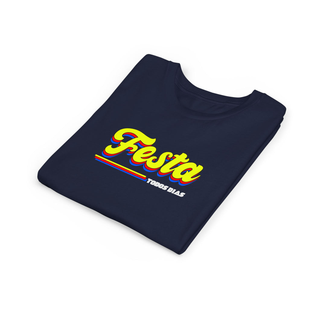 Festa Youth Tee — Bright Retro "Festa Todos Dias" Kids Shirt