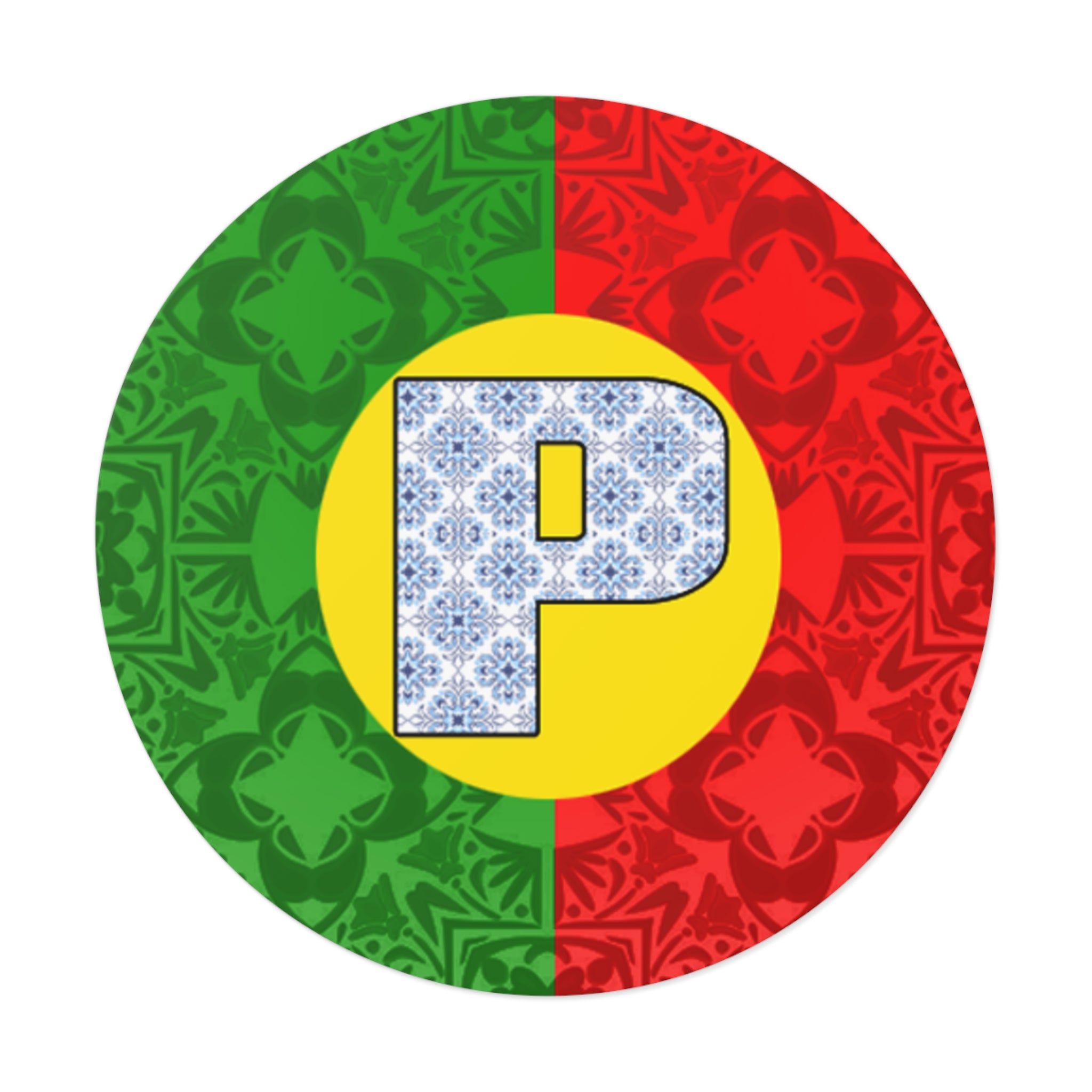 Colorful 'P' for Portugal Round Vinyl Stickers | Fun Decor, Kids' Room, Party Favors, Scrapbooking, Customizable Supplies