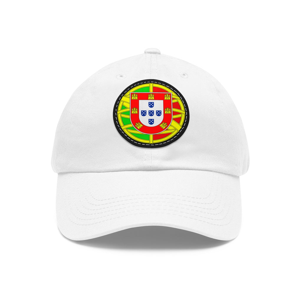 Portugal Flag Leather Patch Dad Hat — Embroidered Round Crest Baseball Cap