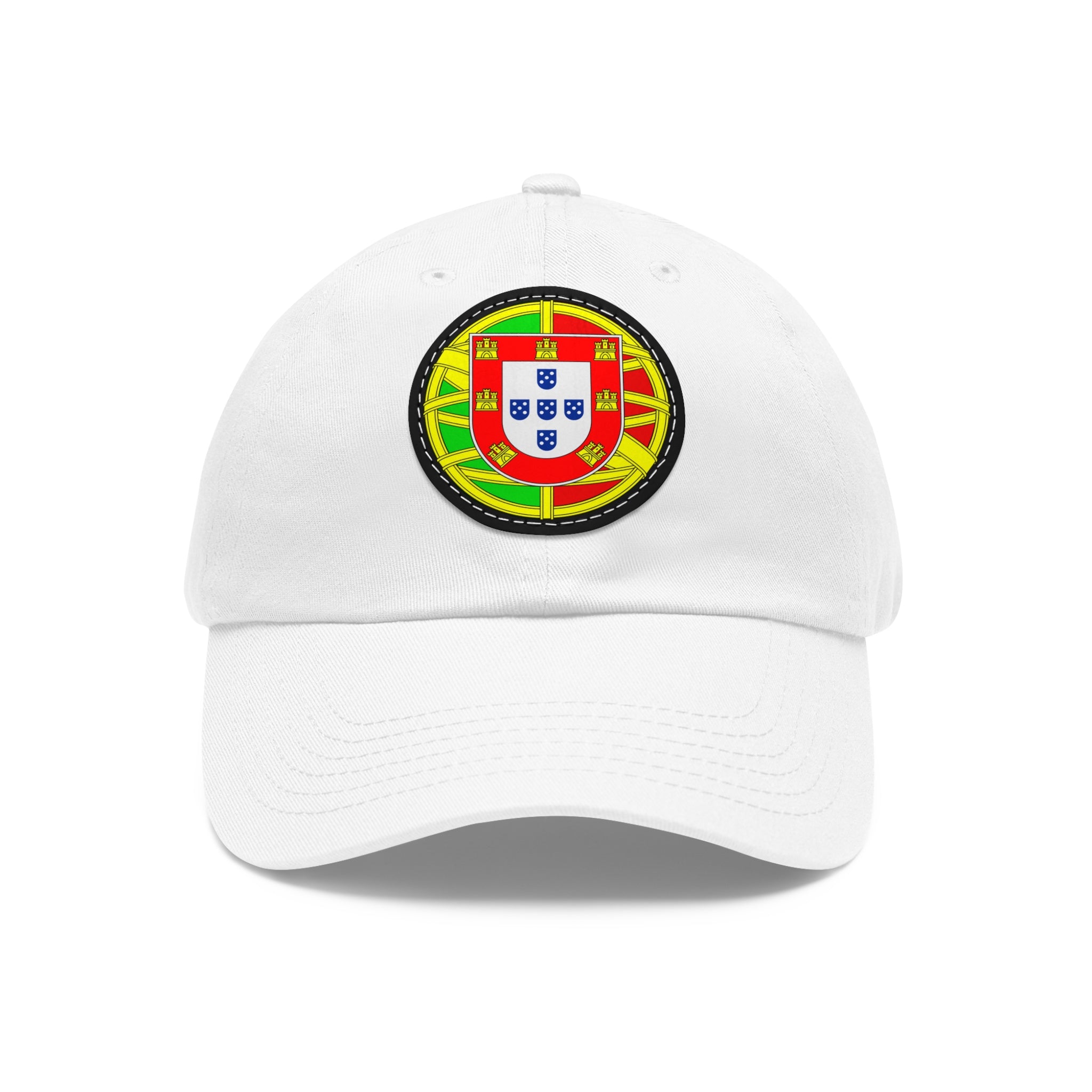 Portugal Flag Leather Patch Dad Hat — Embroidered Round Crest Baseball Cap