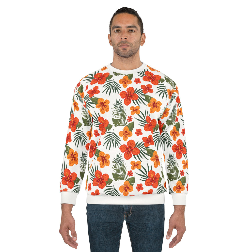 Tropical Floral Unisex Sweatshirt - Cozy Summer Style, Perfect for Beach Days, Casual Outings, Gifts for Her, Travel Wardrobe