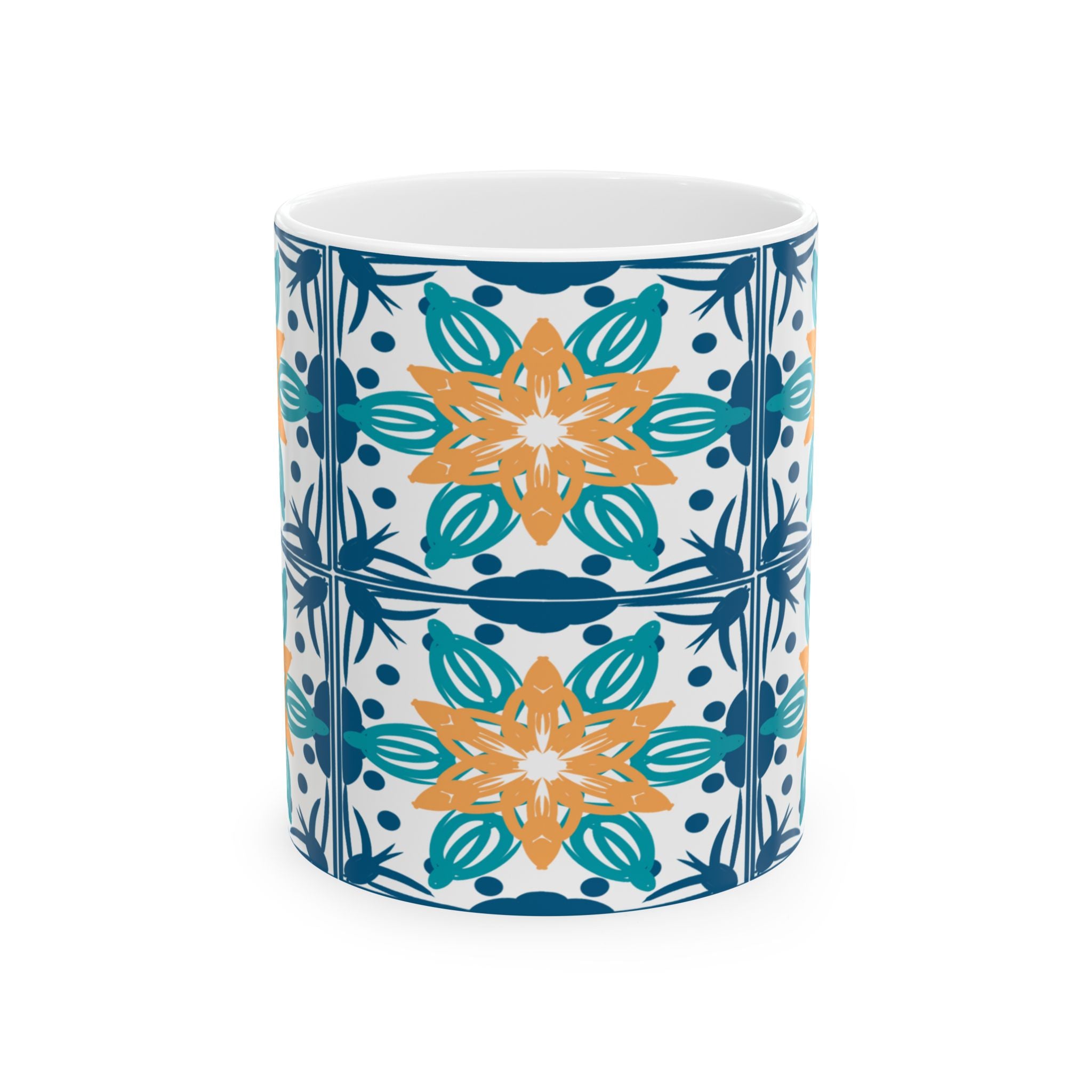 Azulejos Bohemian Floral Ceramic Mug - Colorful 11oz Cup for Coffee Lovers