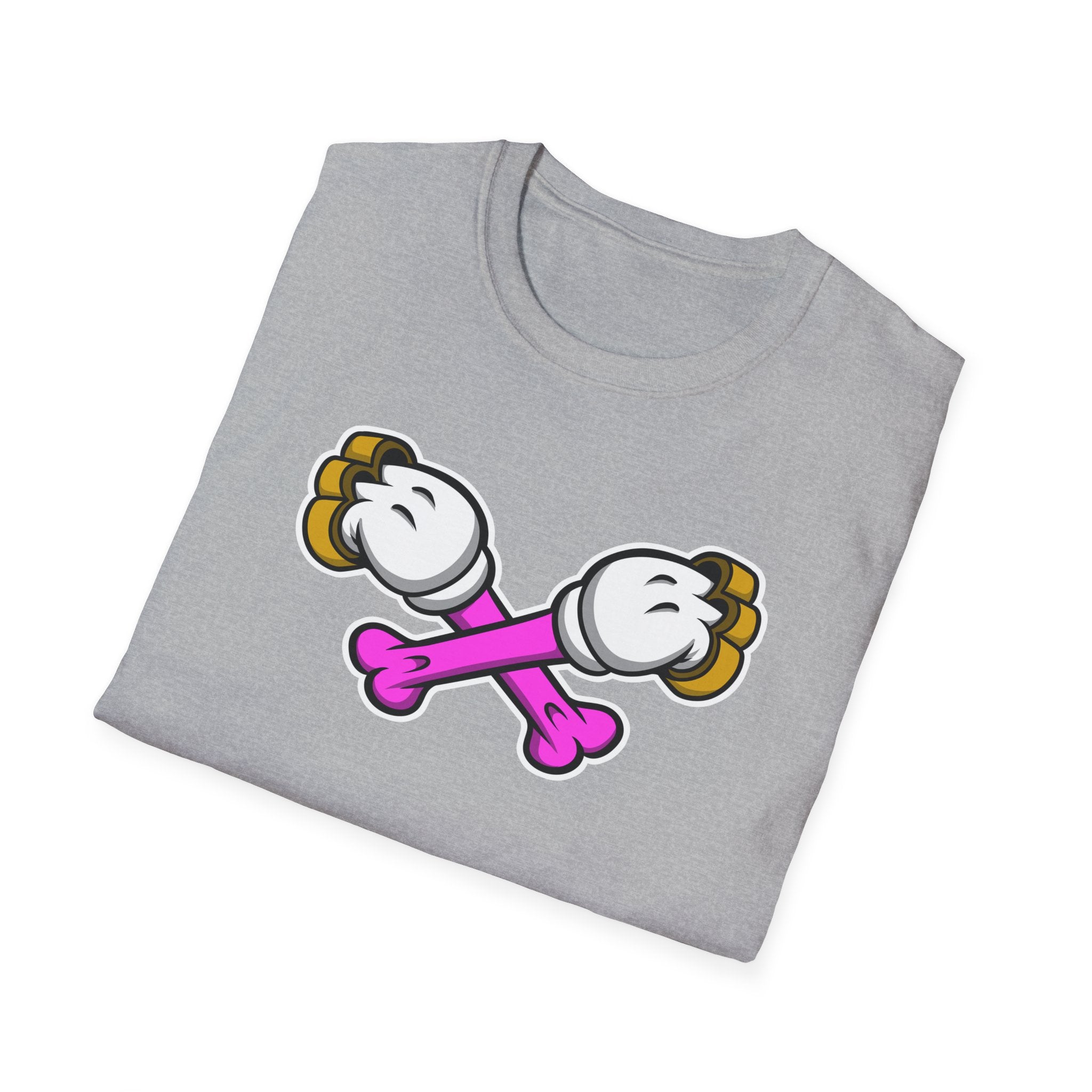 Playful Cartoon Bones Unisex T-Shirt, Casual Style, Fun Gift for Kids & Adults, Halloween Costume, Everyday Wear, Cartoon Graphic Tee
