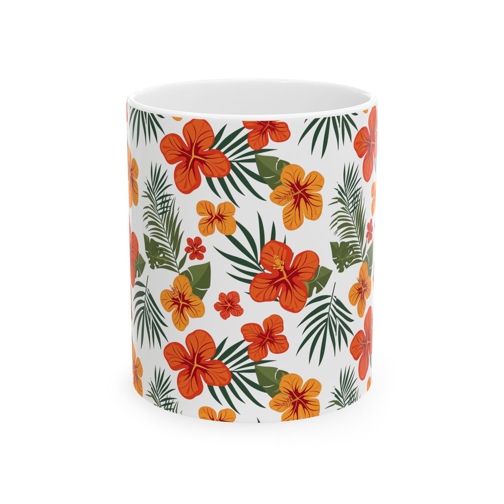 Tropical Floral Ceramic Mug, Perfect for Home or Office, Gift for Plant Lovers, Coffee Lover, Mother's Day, Summer Vibes
