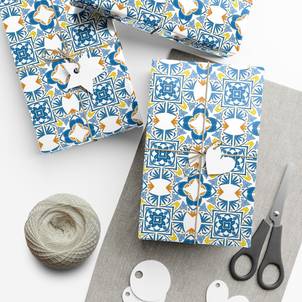 Portuguese Azulejos Gift Wrapping Paper for Special Occasions, Parties, Weddings, and Holidays