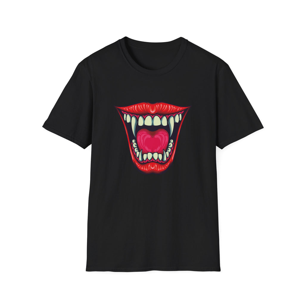 Bold Graphic Tee with Mouth Design, Unique Gift for Creative Souls, Statement Shirt for Parties, Unisex Softstyle T-Shirt, Casual Wear,