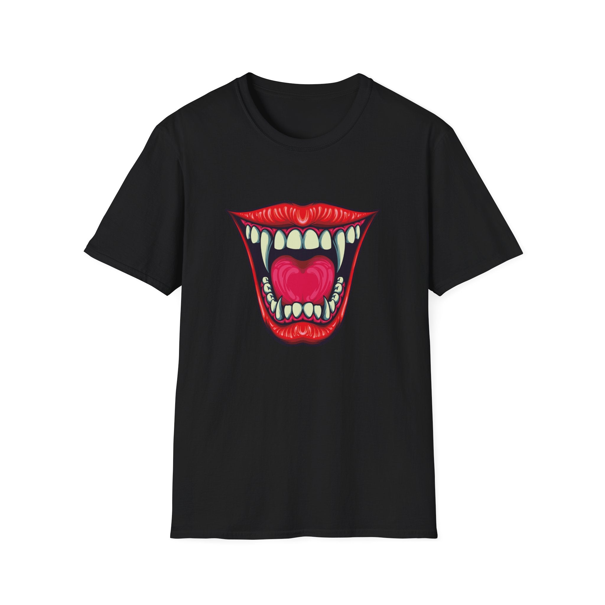 Bold Graphic Tee with Mouth Design, Unique Gift for Creative Souls, Statement Shirt for Parties, Unisex Softstyle T-Shirt, Casual Wear,
