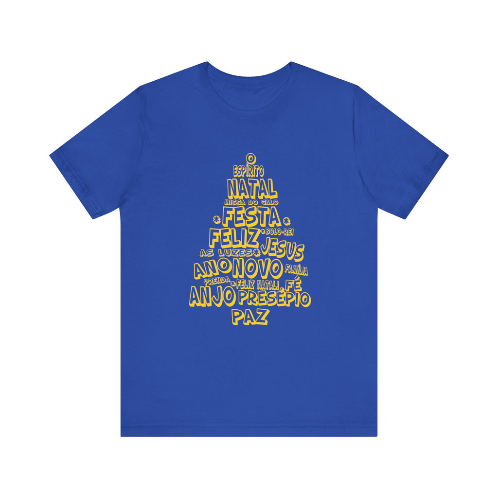 Portuguese Christmas Tree Typography Tee – Feliz Natal Portuguese Holiday T-Shirt