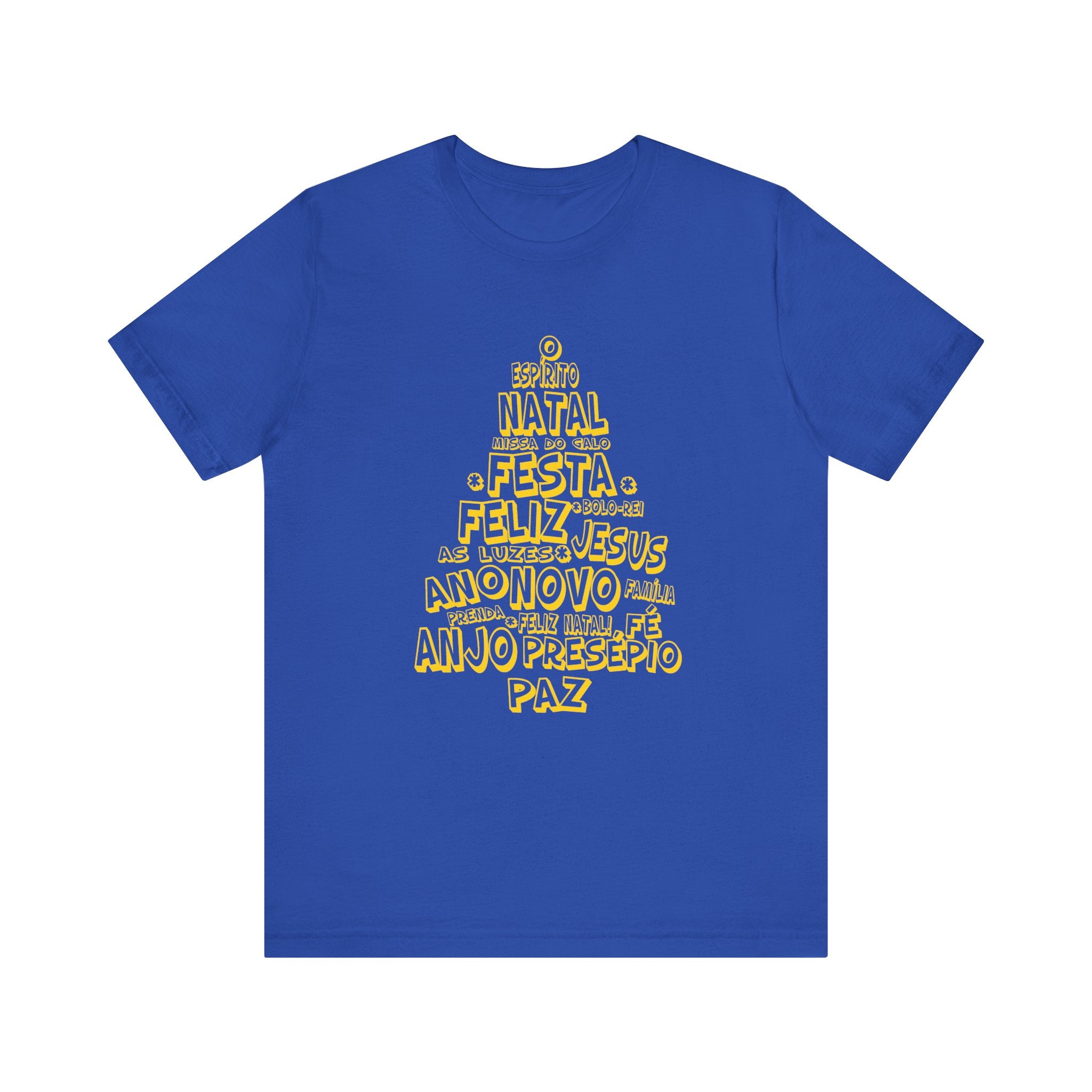 Portuguese Christmas Tree Typography Tee – Feliz Natal Portuguese Holiday T-Shirt