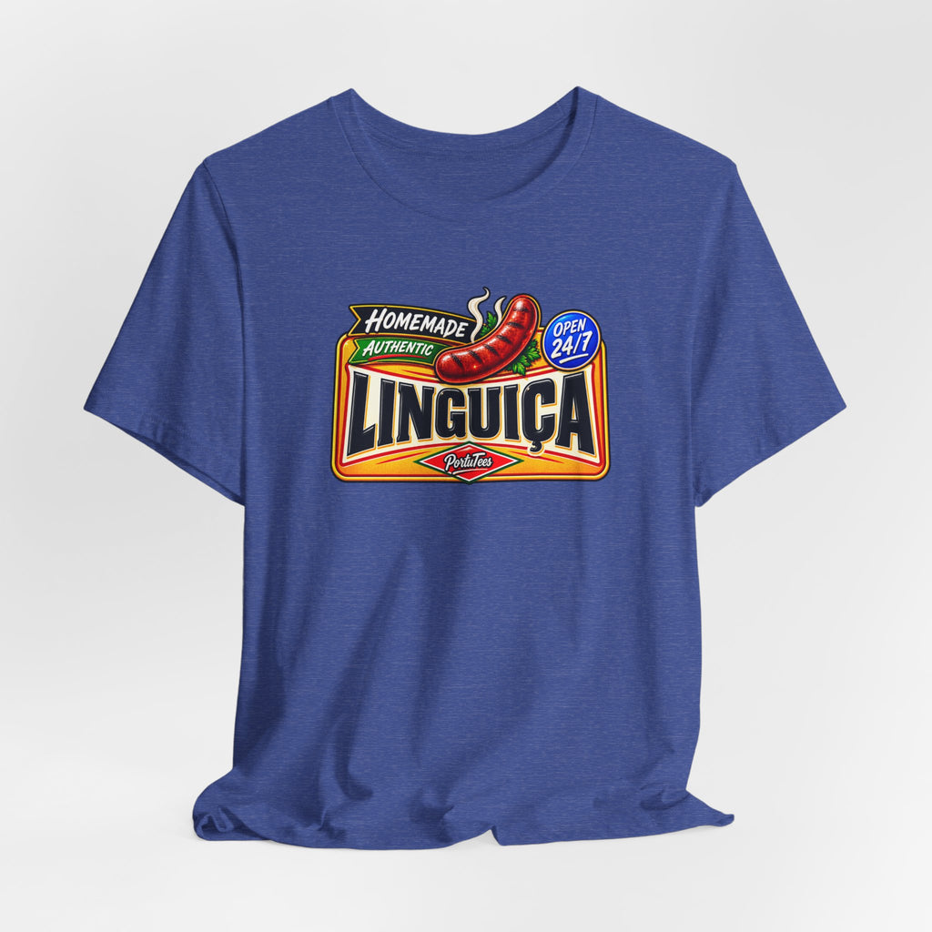 Linguica Sausage Vintage Label Tee — Homemade Authentic 24/7 Graphic T-Shirt