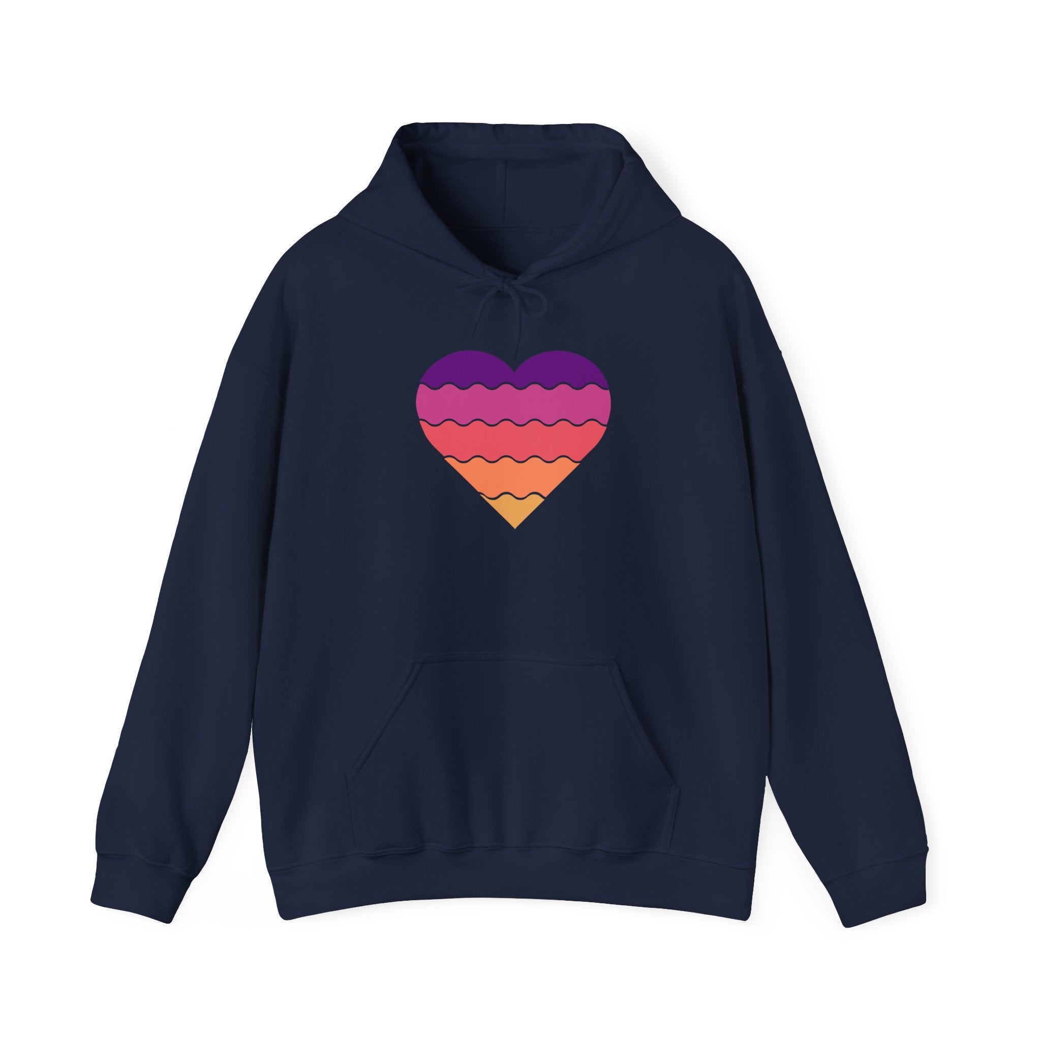 Ocean Sunset Heart Unisex Hooded Sweatshirt, Cozy Pullover, Summer Vibes, Gift for Him/Her, Relaxed Style, Casual Wear