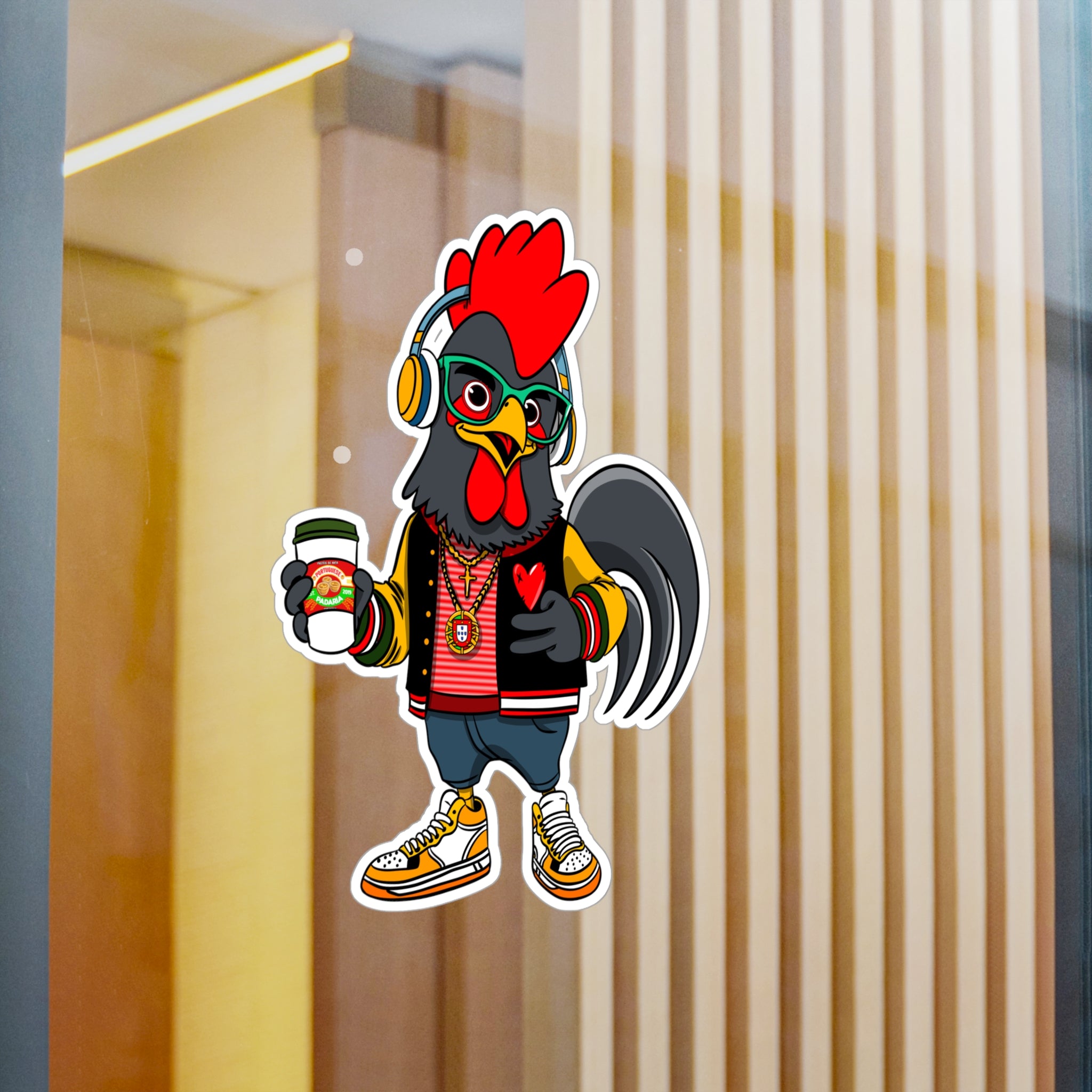 Hipster Rooster Kiss-Cut Vinyl Decals for Car, Laptop, Water Bottle, Fun Gifts for Teens, Unique Home Decor