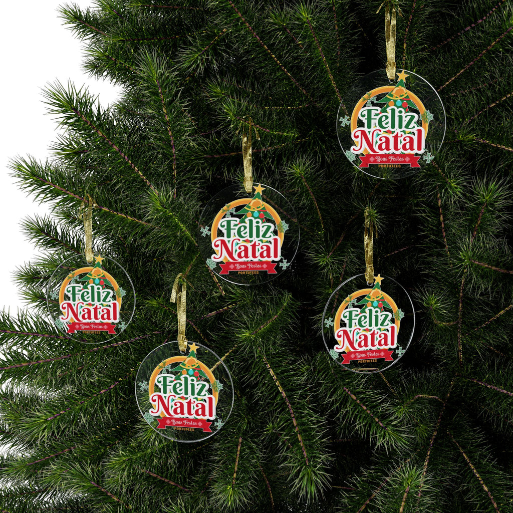 Festive Acrylic Christmas Ornament - Feliz Natal Design