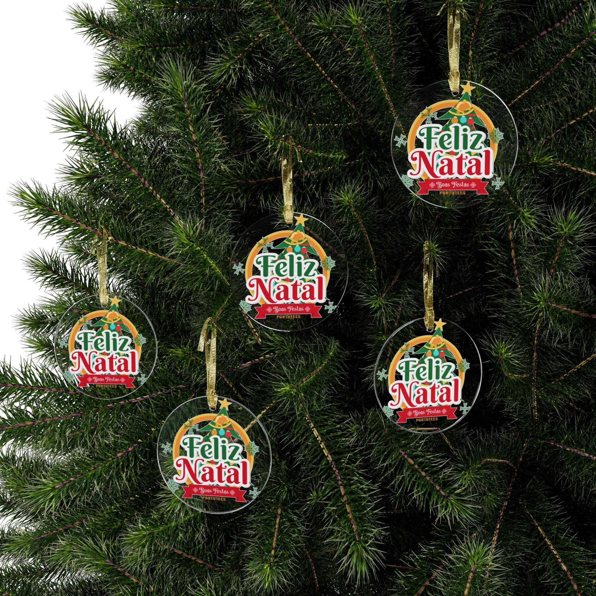 Festive Acrylic Christmas Ornament - Feliz Natal Design