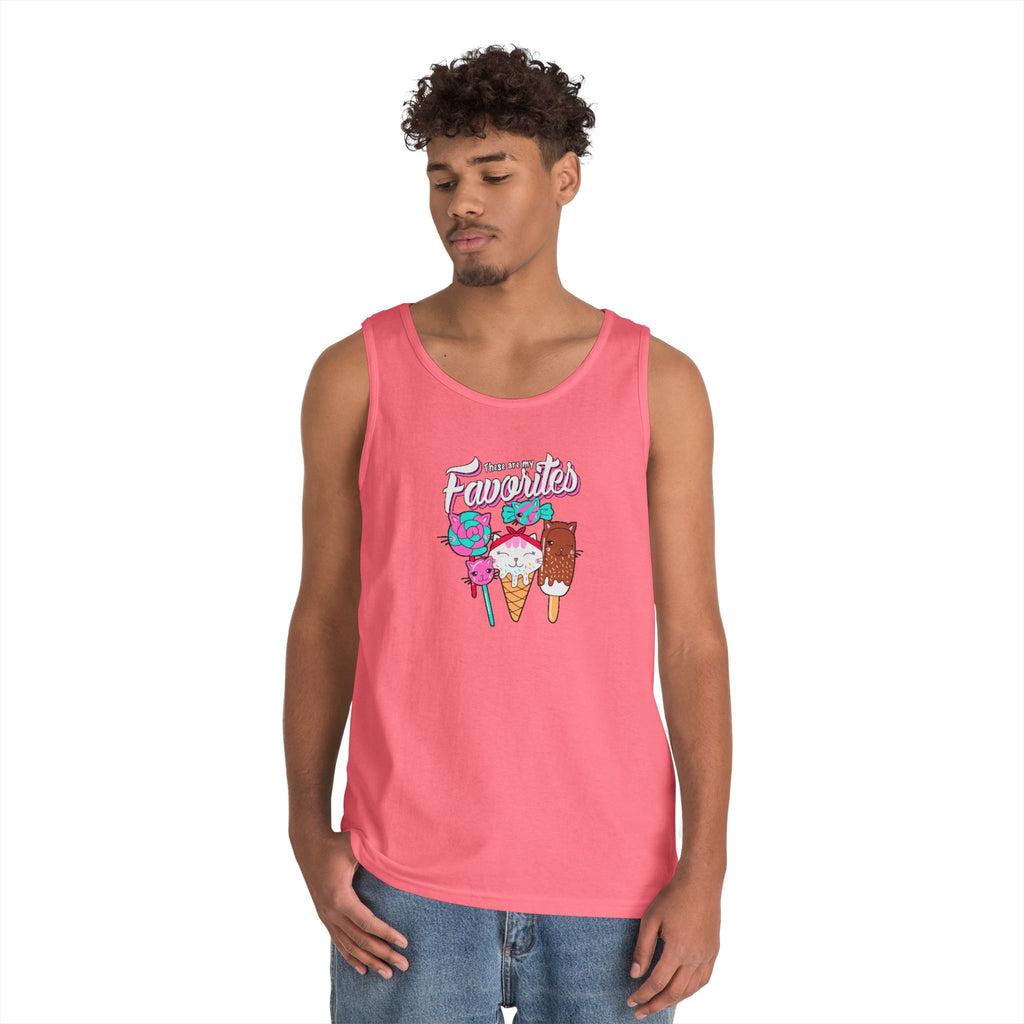Ice Cream Favorites Tank Top, Summer Sleeveless Tee, Unisex Cotton Muscle Shirt, Ice Cream Lover Gift, Beachwear