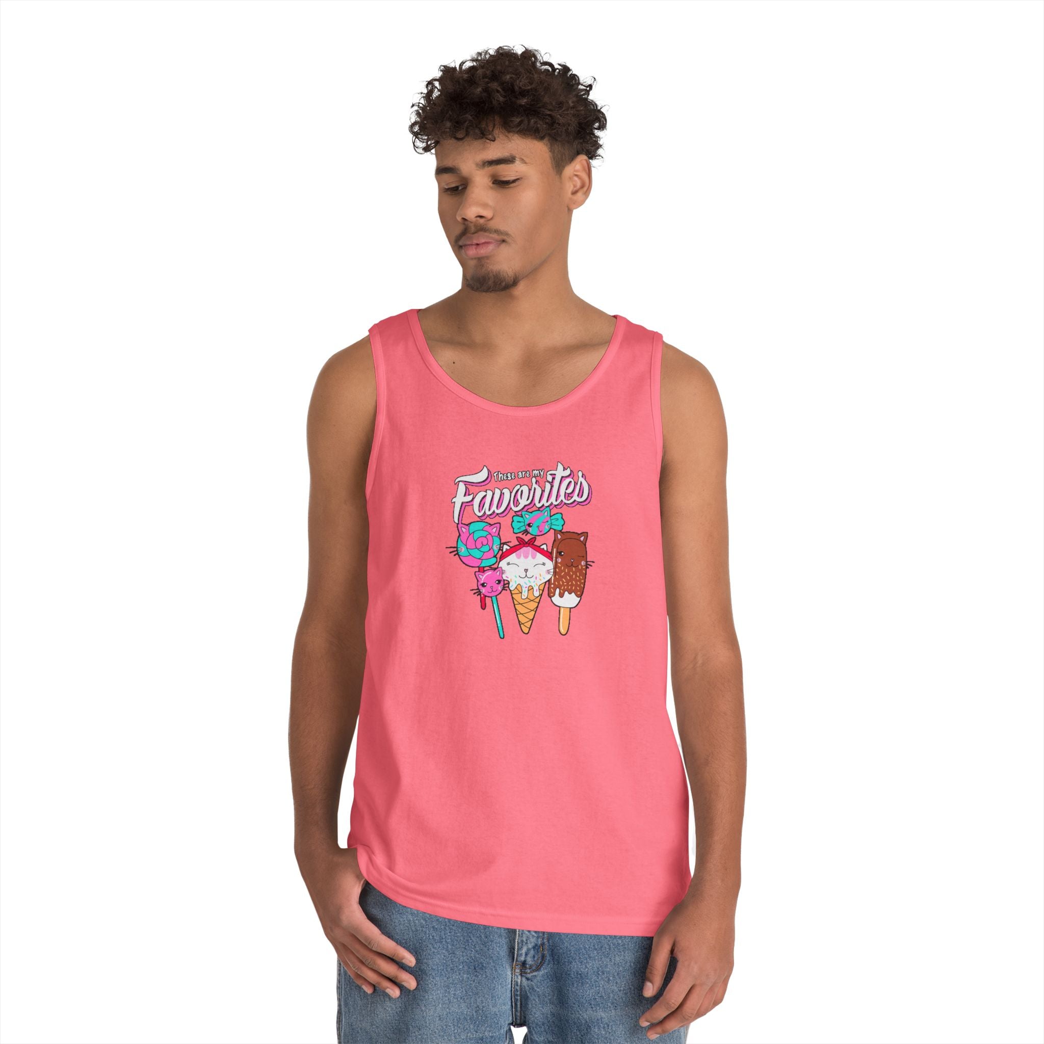 Ice Cream Favorites Tank Top, Summer Sleeveless Tee, Unisex Cotton Muscle Shirt, Ice Cream Lover Gift, Beachwear