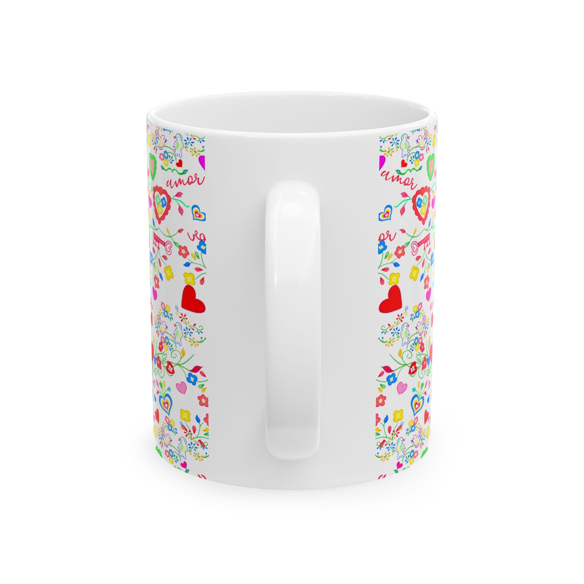 Colorful Lenços dos Namorados Heart Pattern Ceramic Mug - Love and Joy in Every Sip