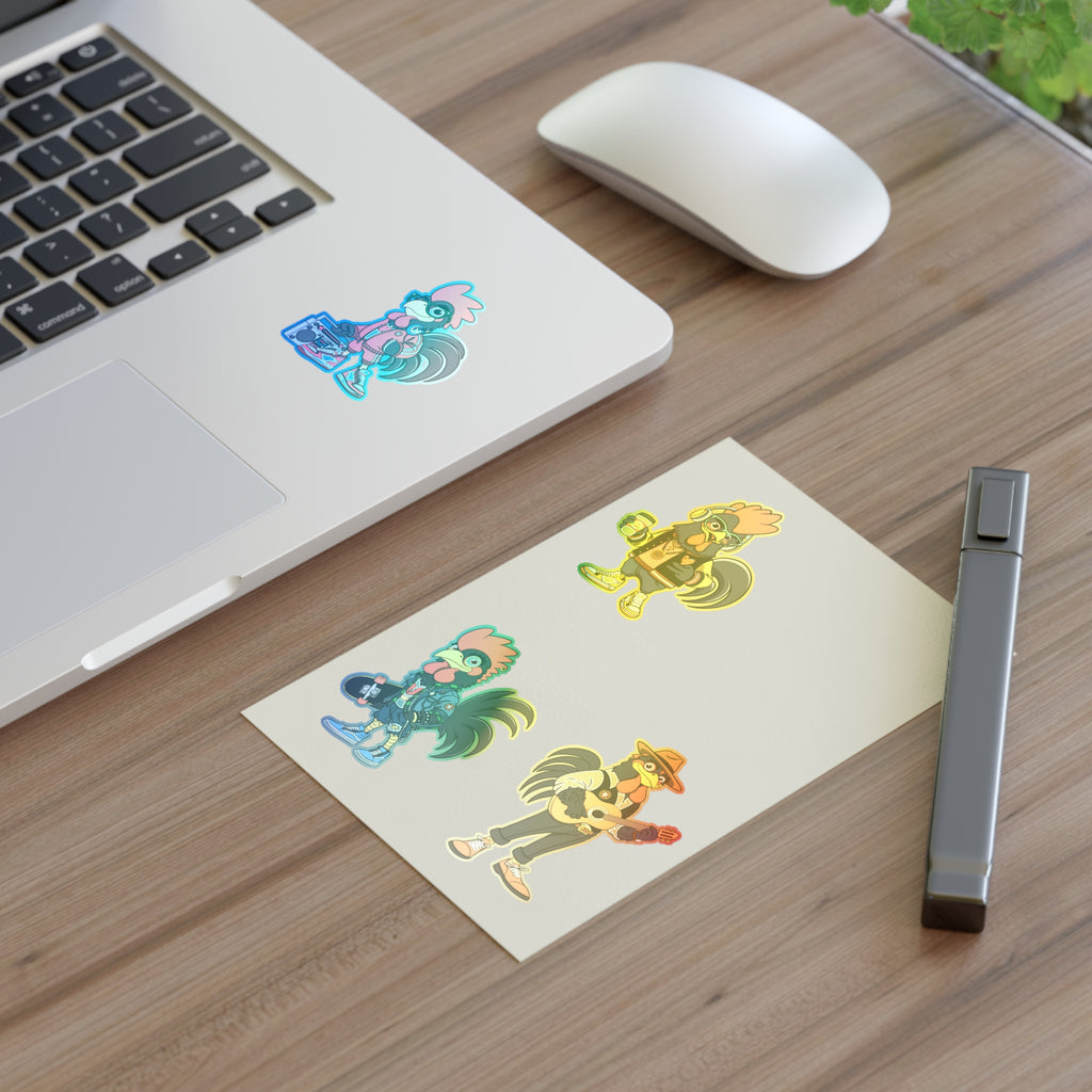 Fab Four Roosters Sticker Sheets, Fun Decals for Wall Art, Laptop, Scrapbooking, Gift for Farmers, Country Lovers, Collectible Stickers