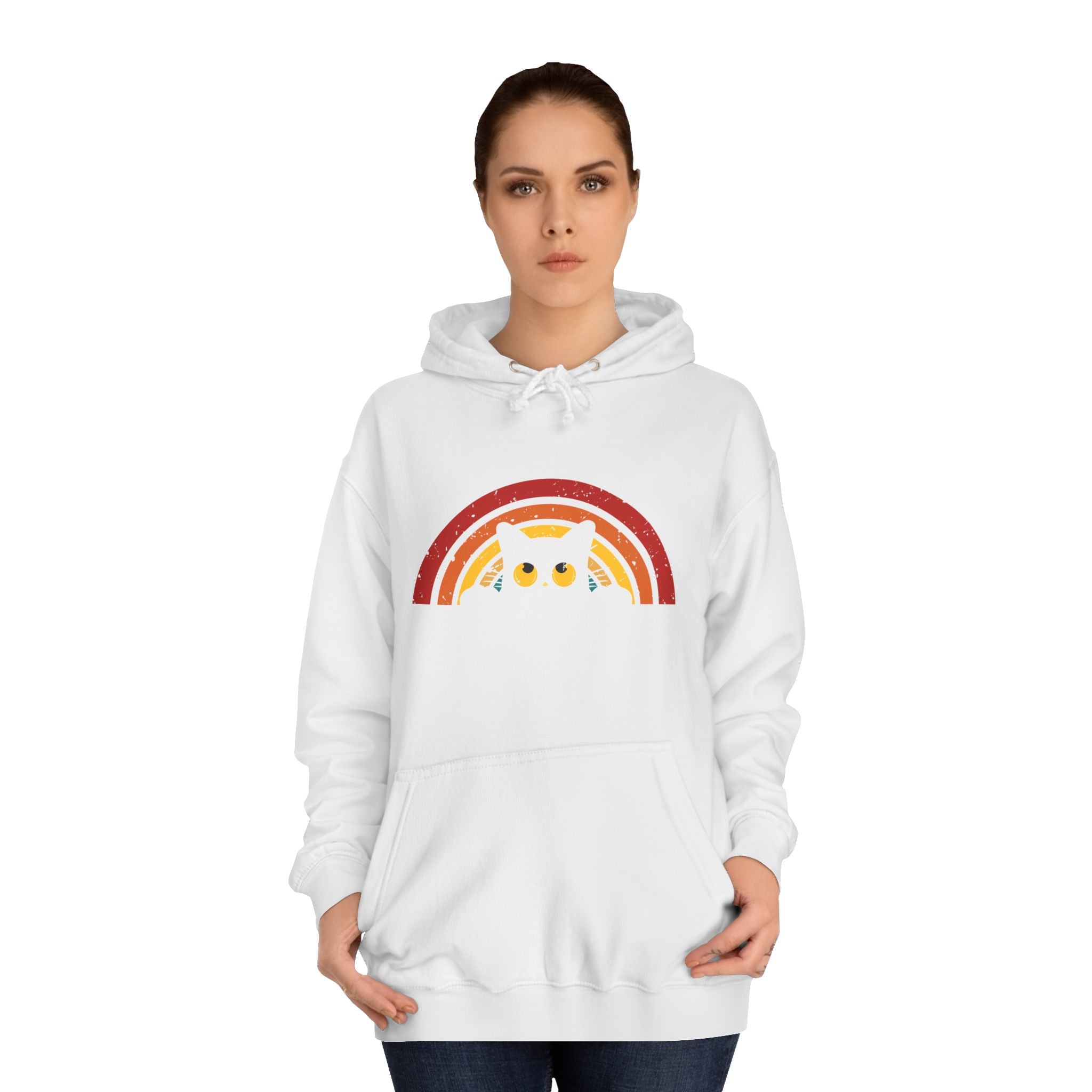 Cozy Rainbow Owl Hoodie, Cute College Sweatshirt, Unisex Gift, Fall Favorite, Nature Lover Apparel, Perfect for Students