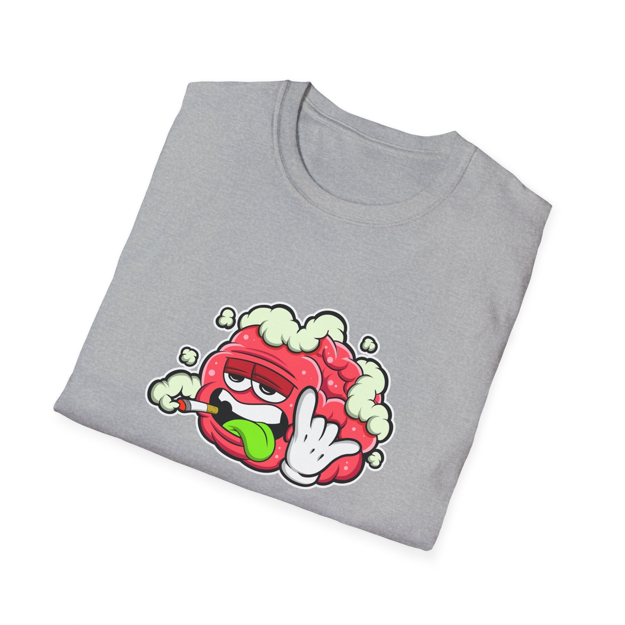 Funny Brain Cartoon Unisex Softstyle T-Shirt, Perfect for Humor Lovers, Gift for Friends, Casual Wear, Everyday Tee, Quirky Graphic Tee