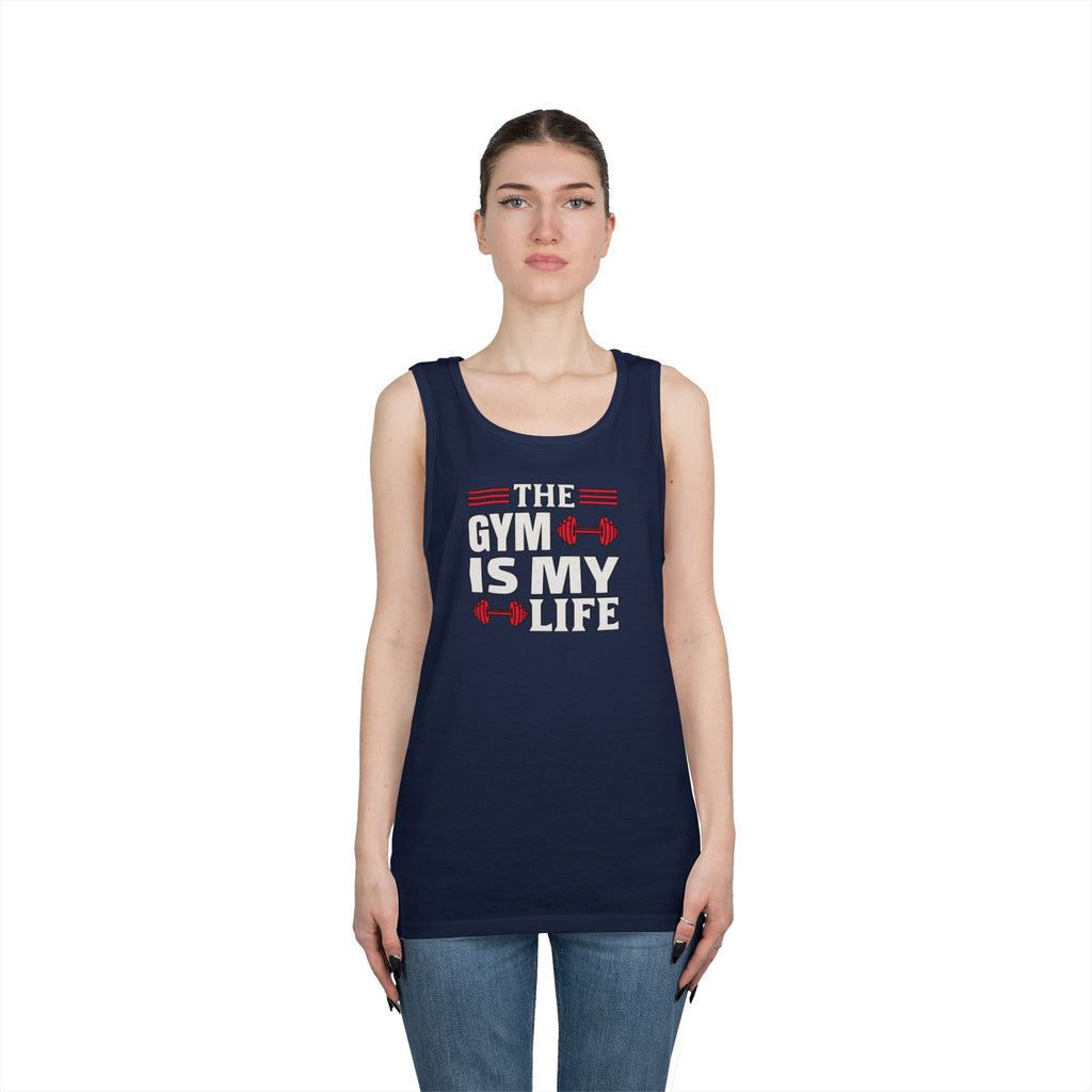 The Gym Is My Life Unisex Heavy Cotton Tank Top, Workout Shirt, Gym Apparel, Fitness Gift, Casual Wear, Athletic Tank