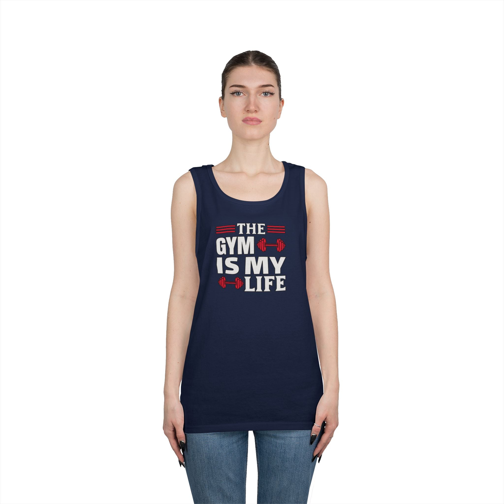 The Gym Is My Life Unisex Heavy Cotton Tank Top, Workout Shirt, Gym Apparel, Fitness Gift, Casual Wear, Athletic Tank
