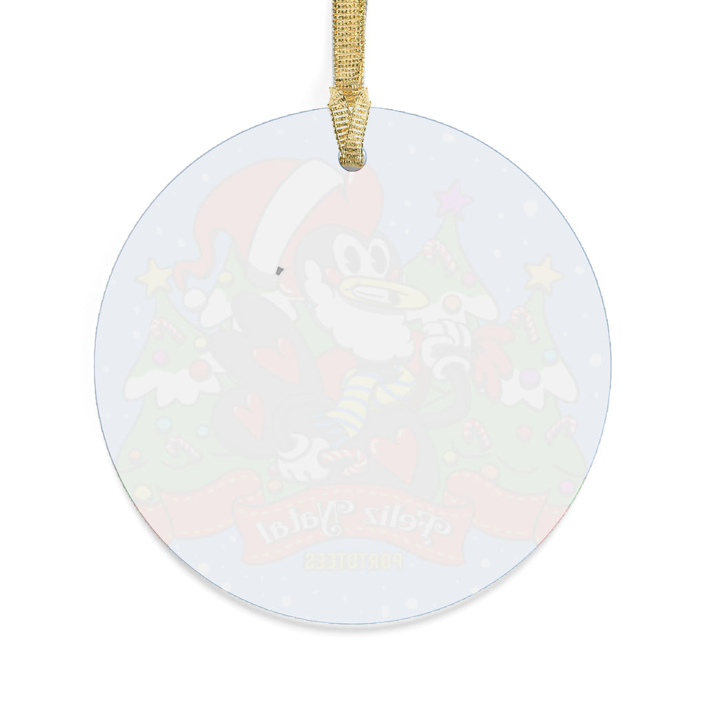 Festive Santa Barcelos Rooster Acrylic Ornaments - Colorful Christmas Tree Design