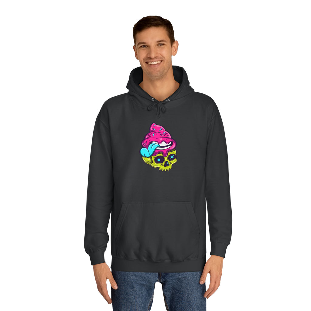 Colorful Skull Ice Cream Unisex College Hoodie, Trendy Streetwear, Casual Gift for Students, Halloween, Unique Fashion Statement