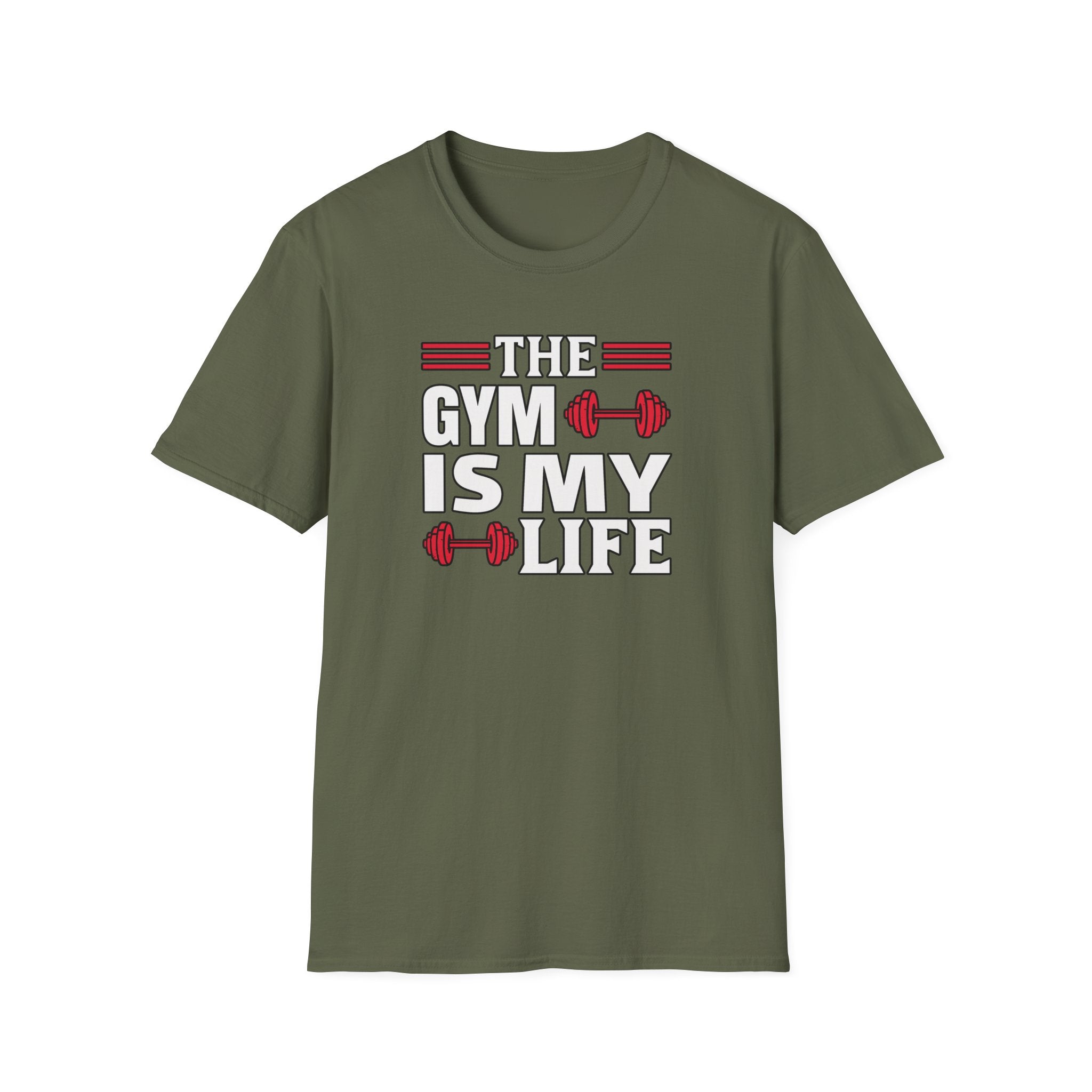 The Gym Is My Life Unisex Softstyle T-Shirt, Fitness Shirt, Workout Tee, Exercise Apparel, Gift for Gym Lovers
