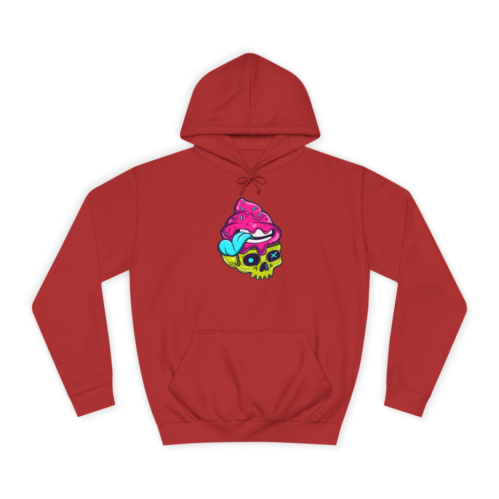 Colorful Skull Ice Cream Unisex College Hoodie, Trendy Streetwear, Casual Gift for Students, Halloween, Unique Fashion Statement