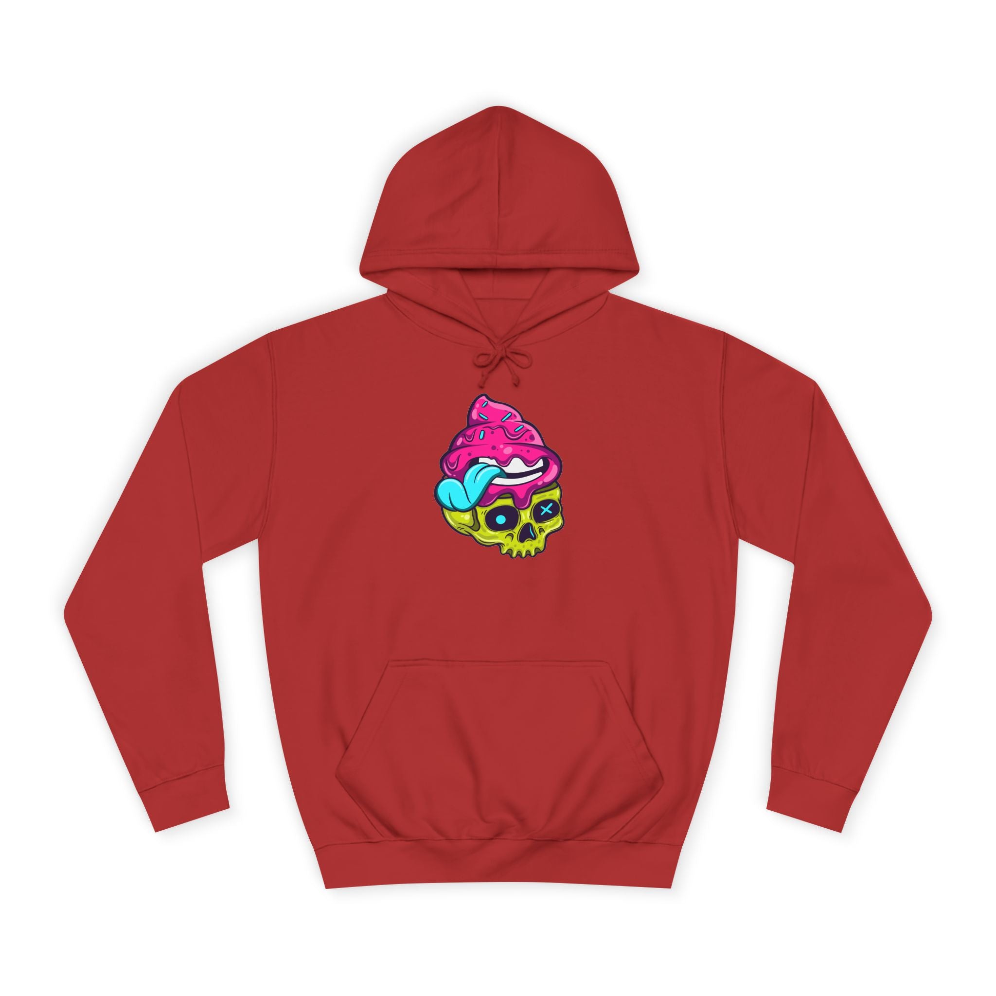 Colorful Skull Ice Cream Unisex College Hoodie, Trendy Streetwear, Casual Gift for Students, Halloween, Unique Fashion Statement