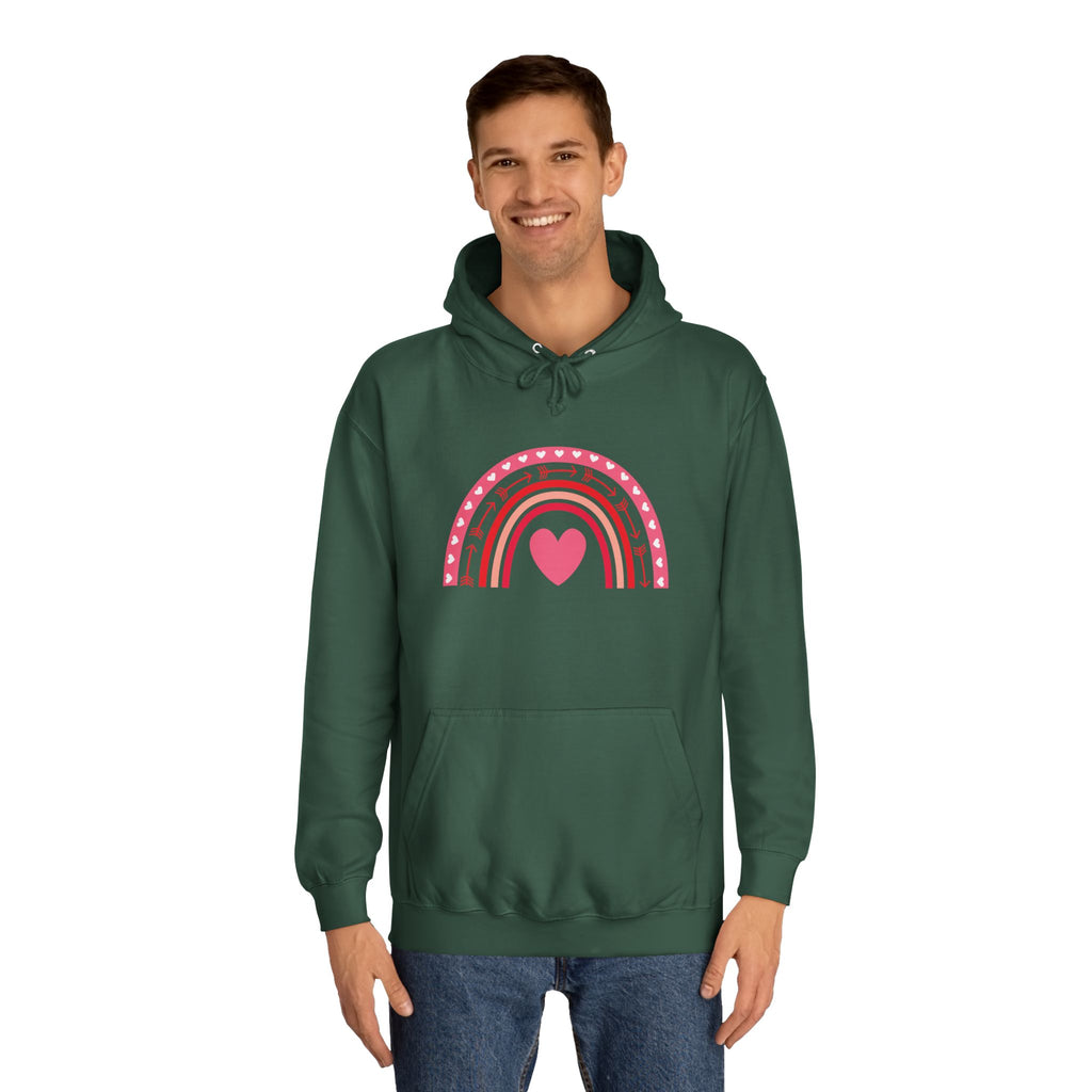 Colorful Heart Rainbow Hoodie, Unisex College Spirit Wear, Cozy Sweatshirt for Students, Cute Gift for Her, Valentine's Day Apparel