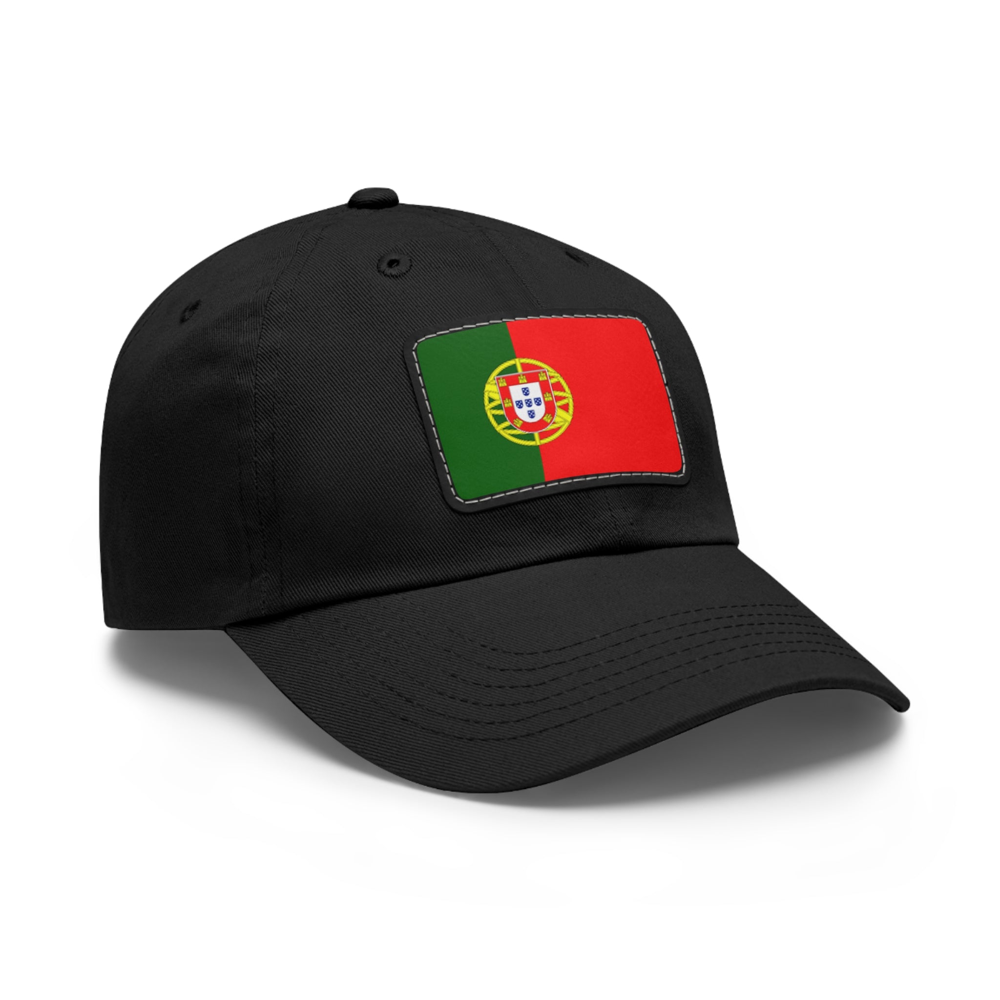 Portugal Flag Leather Patch Dad Hat – Vintage Rectangular Emblem Cap