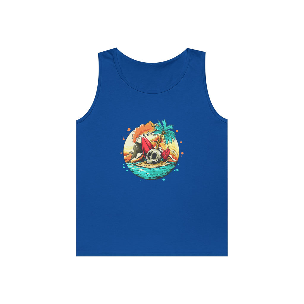 Beach Vibes Unisex Heavy Cotton Tank Top, Perfect for Summer, Casual Wear, Beach Days, Vacation, Festival Outfit