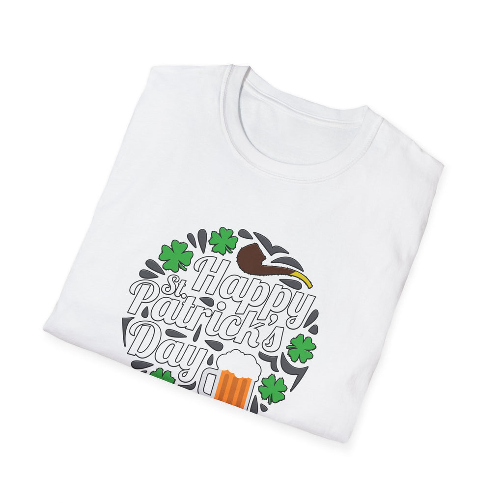 Happy St Patricks Day Unisex Softstyle T-Shirt, Irish Pride Shirt, Shamrock Tee, Beer Lover Gift, Festive Green Top