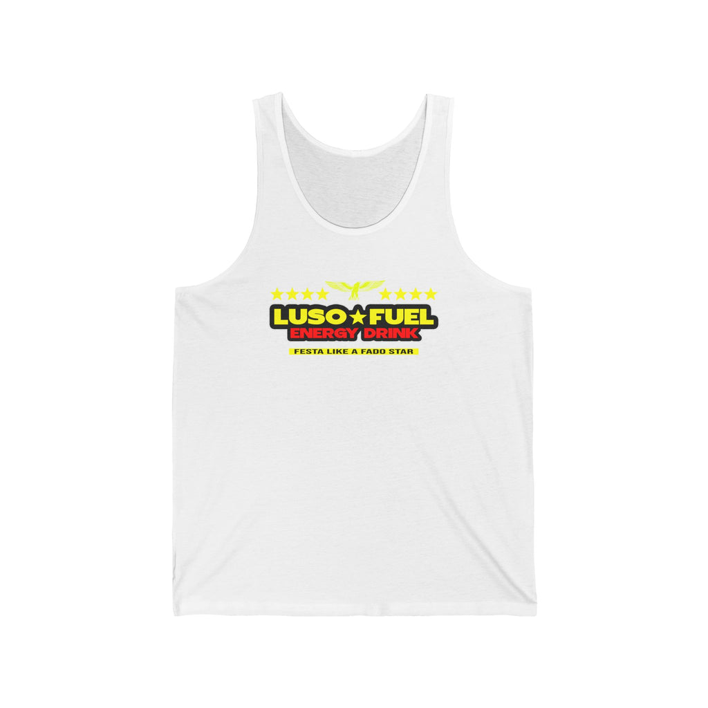 Luso Fuel Energy Drink Unisex Jersey Tank, Fitness Apparel, Summer Top, Workout Shirt, Gifts for Athletes, Gym Wear