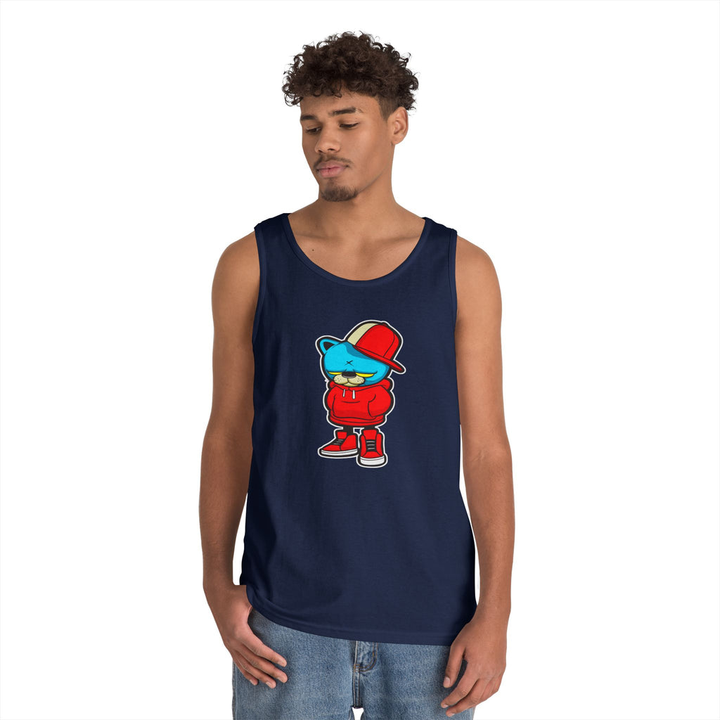 Cool Urban Bear Unisex Heavy Cotton Tank Top, Casual Streetwear, Summer Outfit, Gift for Friends, Cool Graphic Tee