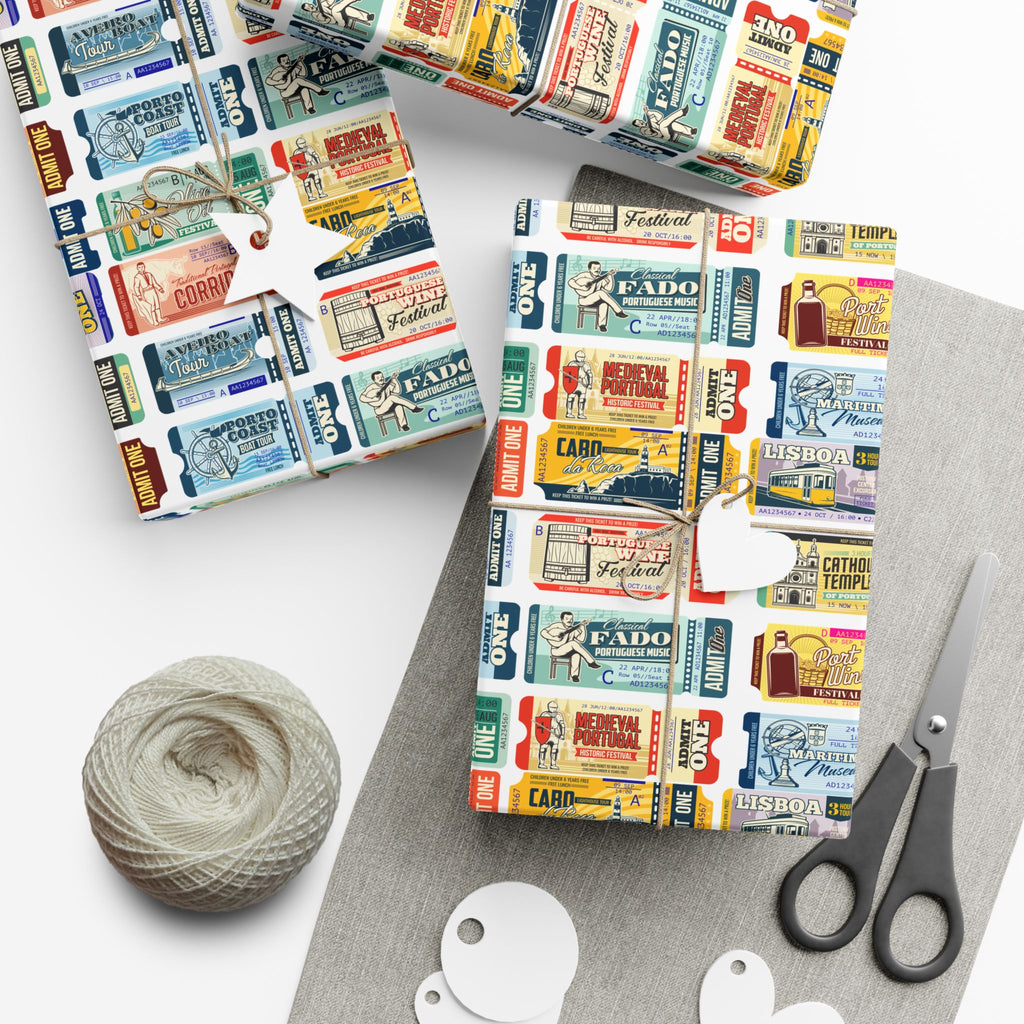 Portugal Travel Tickets Gift Wrap Papers - Unique Wrapping, Holiday Gifts, Birthday Parties, Eco-Friendly Packaging, Special Occasions