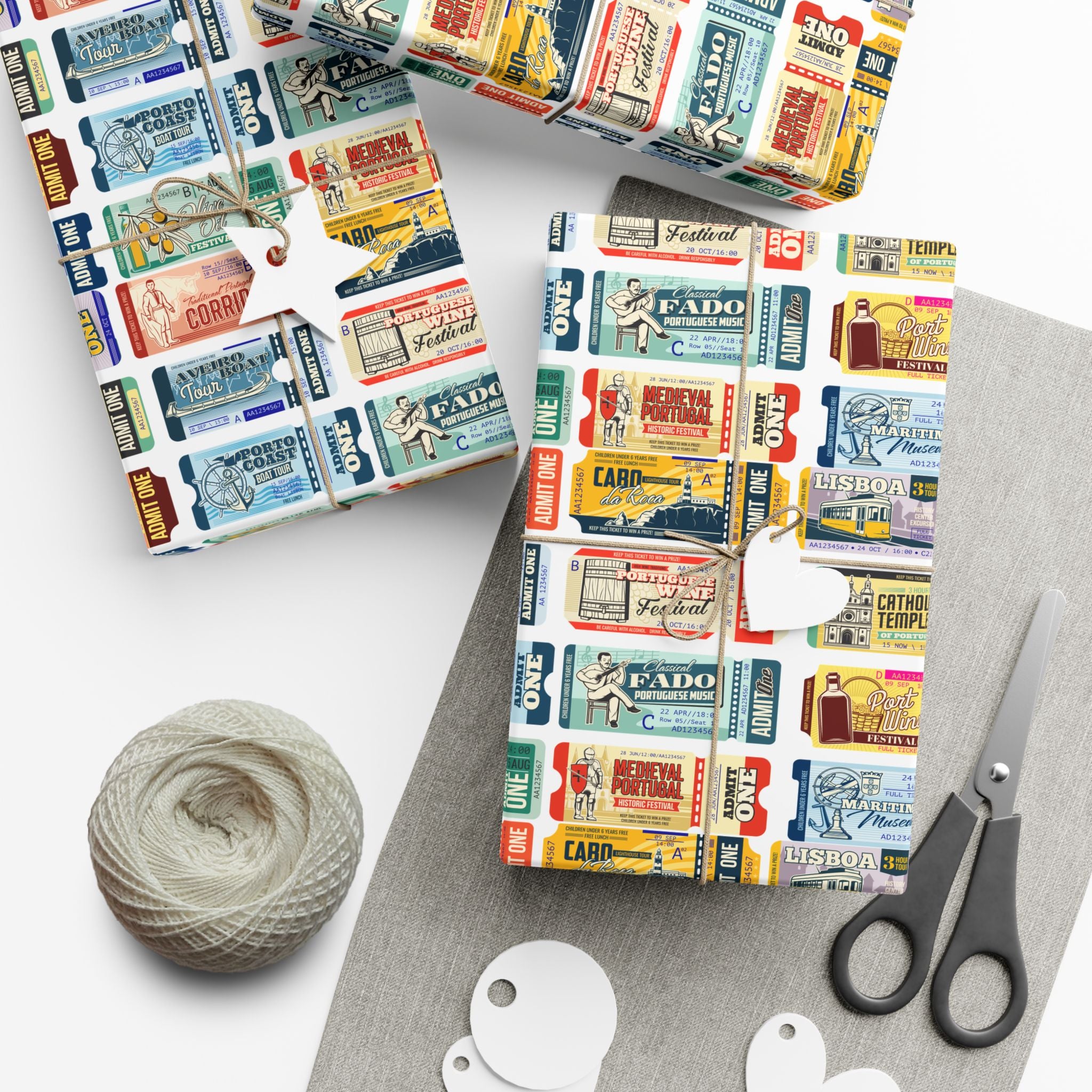 Portugal Travel Tickets Gift Wrap Papers - Unique Wrapping, Holiday Gifts, Birthday Parties, Eco-Friendly Packaging, Special Occasions
