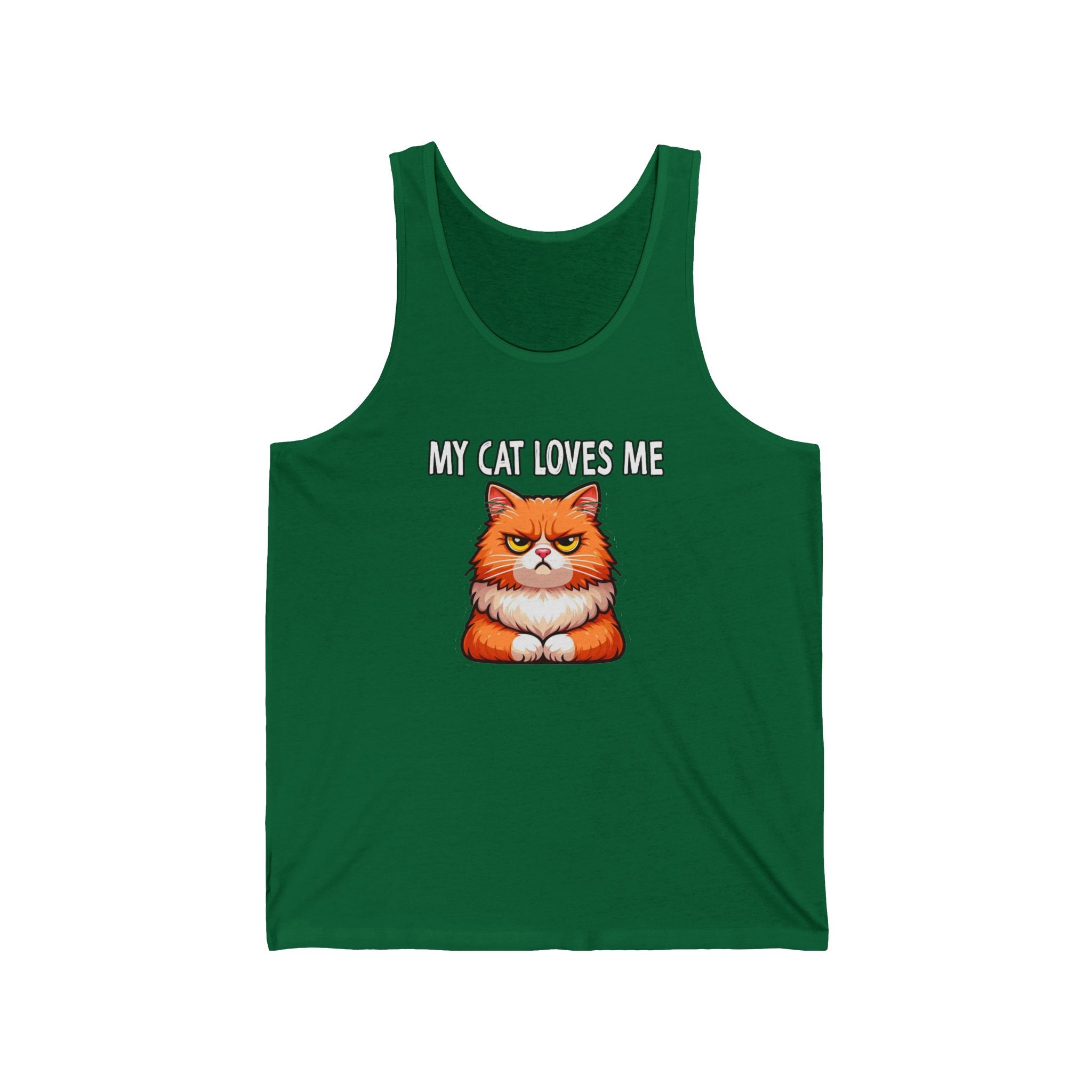 My Cat Loves Me Unisex Jersey Tank, Cat Lover's Apparel, Cute Pet Gift, Summer Top, Gift for Cat Lovers, Funny Animal Tank