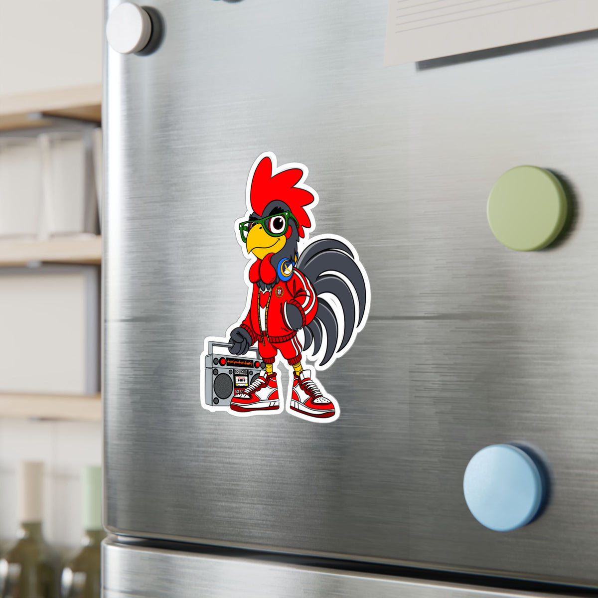 Hip-Hop Rooster Vinyl Decal, Fun Stickers for Laptop, Car, Wall, Office Decor, Gift for Chicken Lovers, Retro Vibe