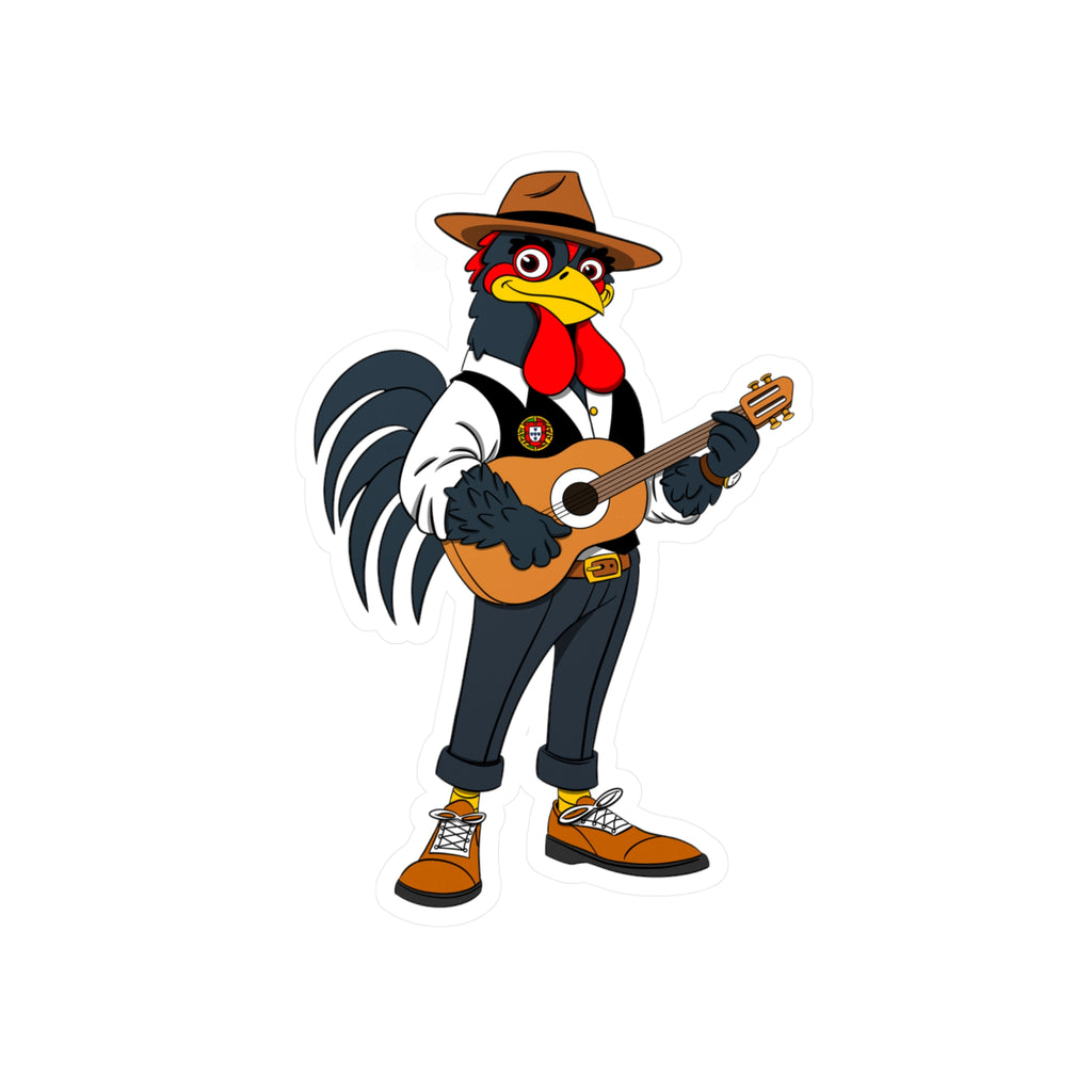 Fado Rooster Musician Vinyl Decal | Fun Wall Decoration, Cool Laptop Sticker, Unique Gift for Musicians, Chicken Lover Decor